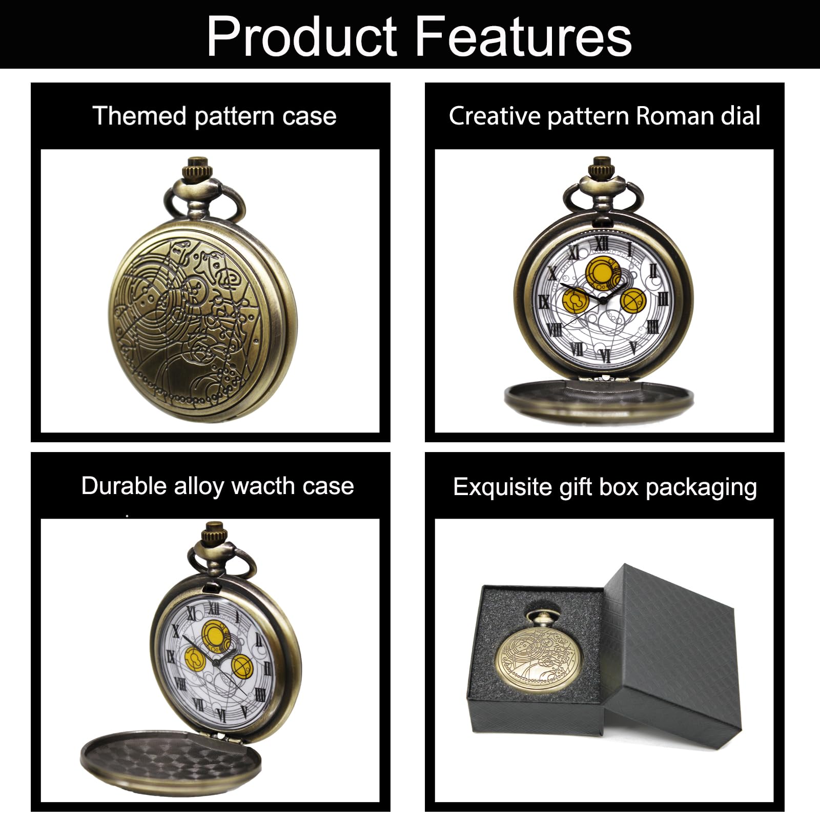 Vintage Quartz Pocket Watch with Chain - Classic Gift for Men & Women | Father's Day, Anniversary