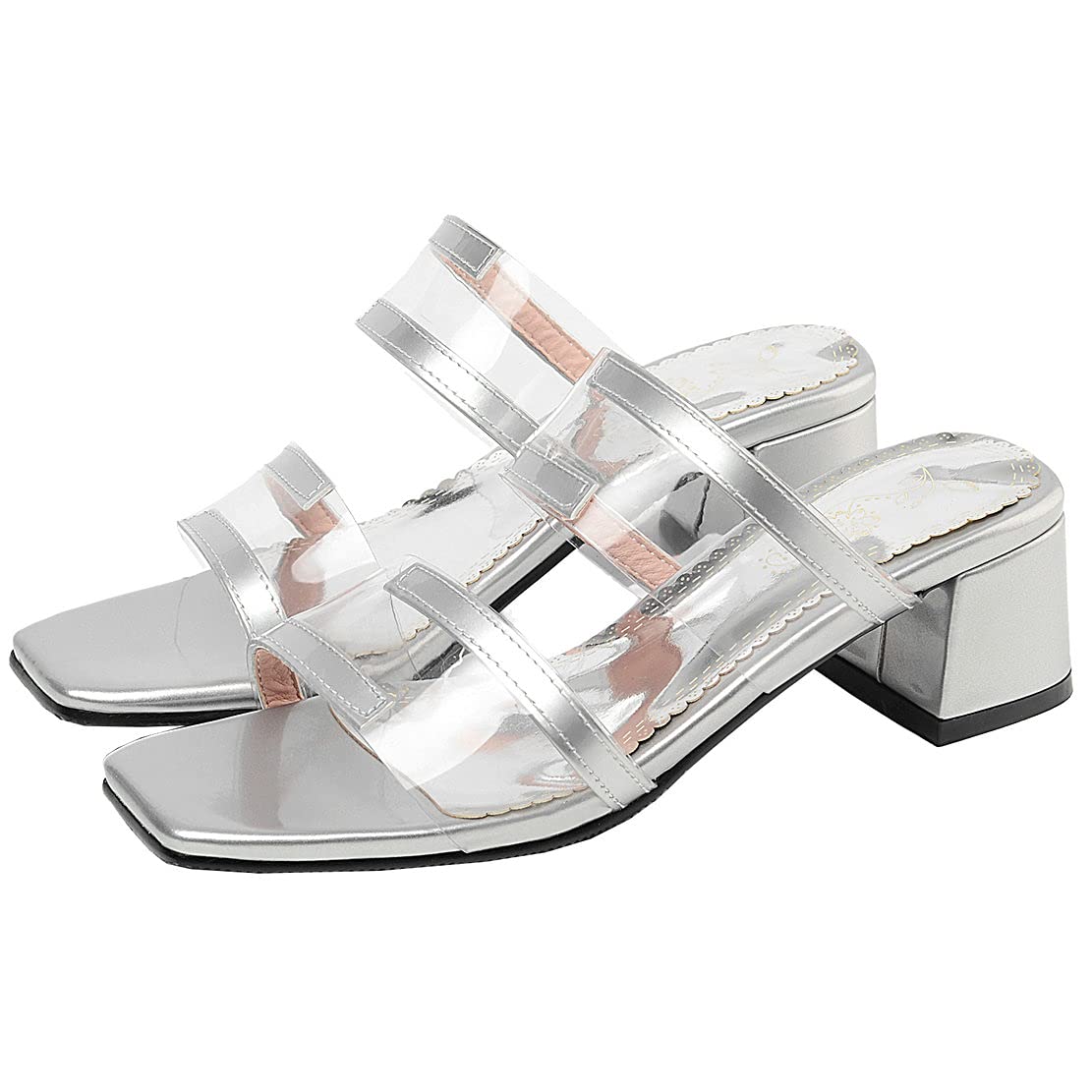Agodor Women's Clear Block Heel Mules - Transparent Open Toe Slingback Sandals with Chunky Jelly Heel | Perfect for Summer, Beach, Parties & Casual Outfits