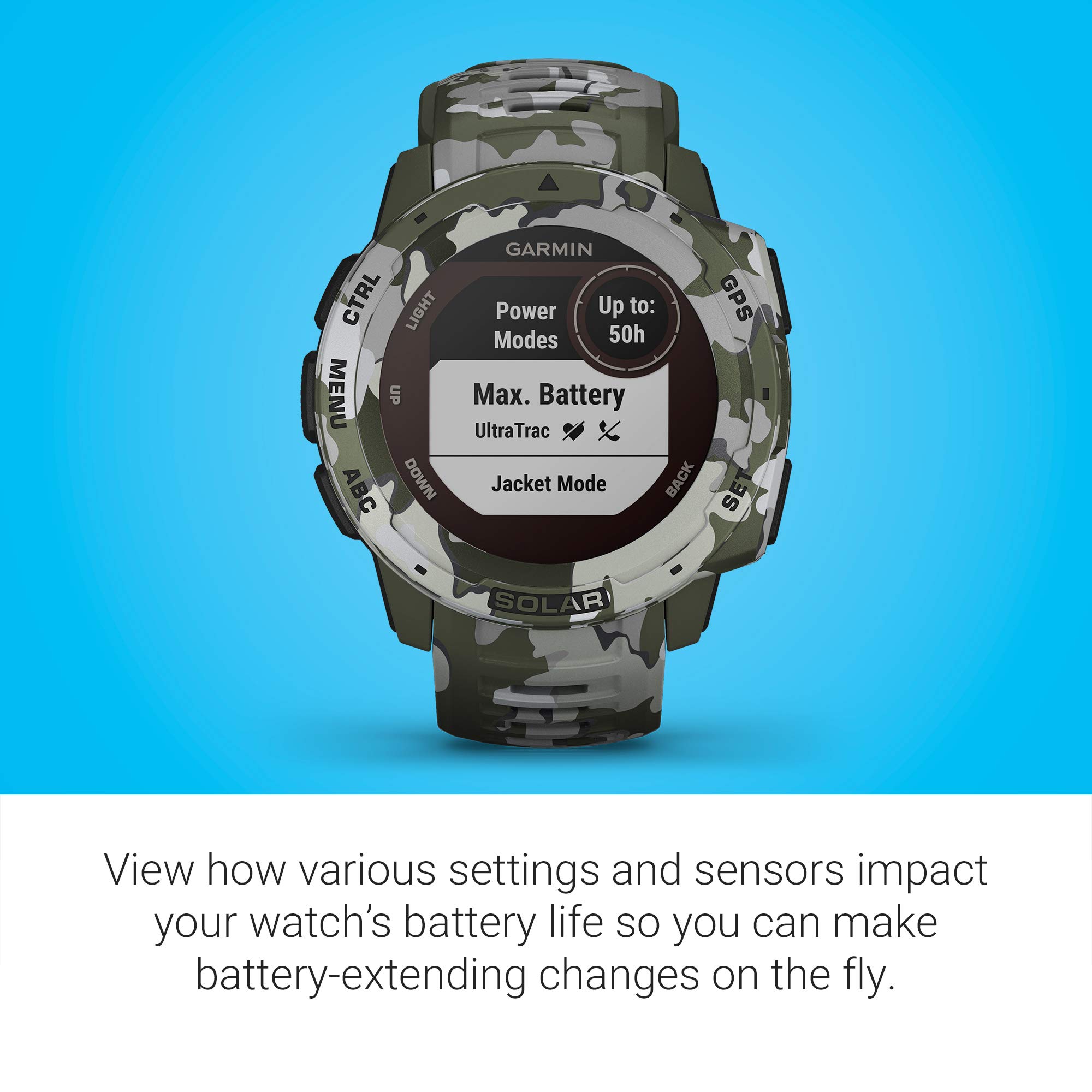 Garmin Instinct Solar - Rugged Outdoor Smartwatch with Solar Power, Built-in Sports Apps & Health Monitoring (Lichen Camo) | Perfect for Hiking, Running & Adventure Activities