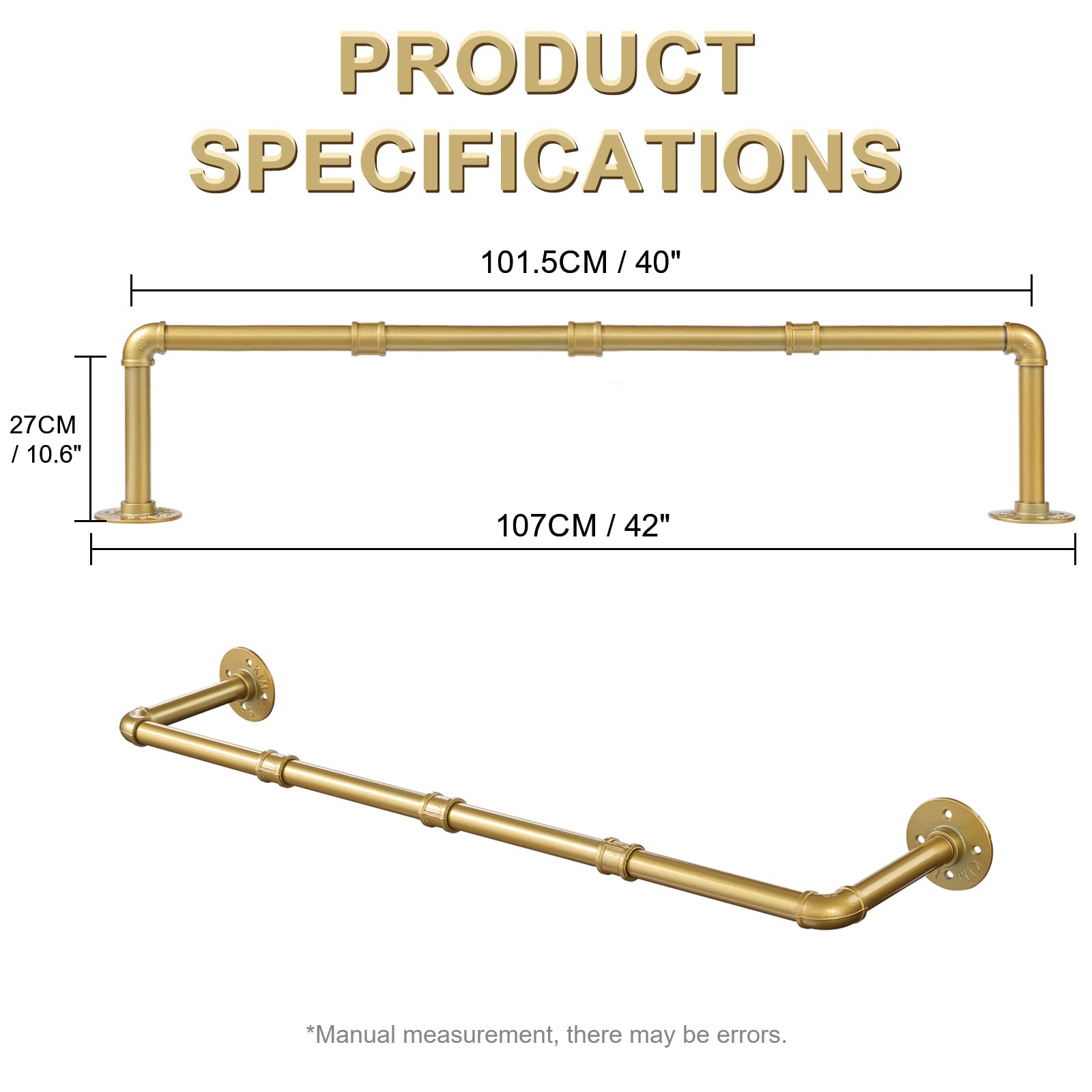 Industrial Gold Pipe Clothing Rack - 40