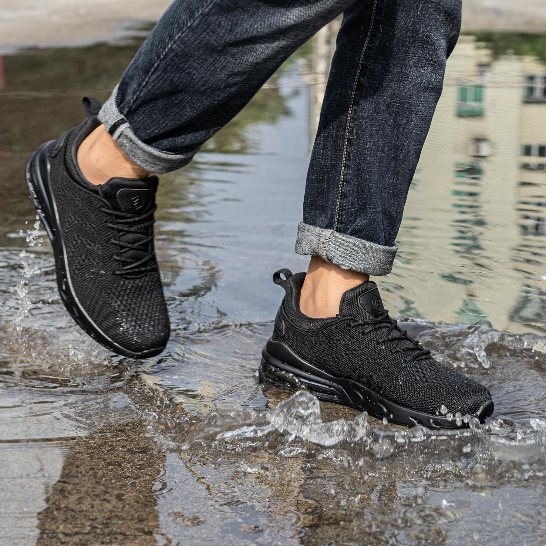 **LARNMERN Men's Slip-Resistant Work Shoes - Waterproof Slip-On Sneakers for Walking, Chef, Kitchen & Food Service - Non-Slip Safety Shoes for Restaurant, Hospital & Industrial Workers**