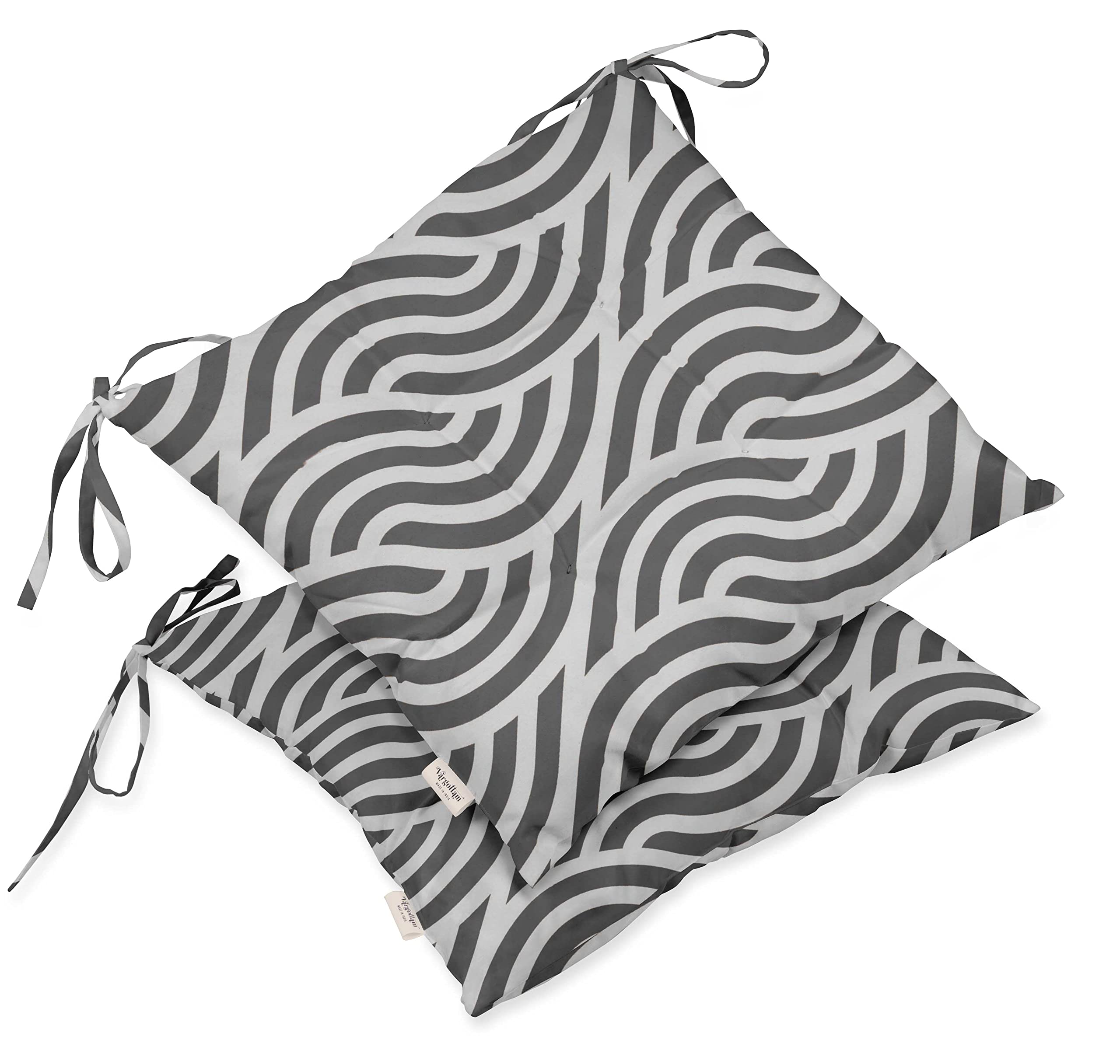 Waterproof 19-inch Gray Abstract Tufted Square Patio Cushion Set of 2 - Indoor/Outdoor Furniture Seat Cushions for Deck, Poolside & Garden Lounge