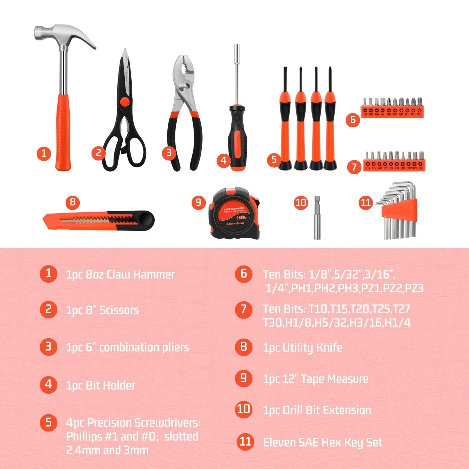 Flexzion 39-Piece Hand Tool Kit with Portable Case - Complete DIY Tool Set for Home Repair, Maintenance & Projects - Compact Household Tools for Handyman, Homeowners & Professionals - Perfect for Garage, Workshop & On-the-Go Repairs