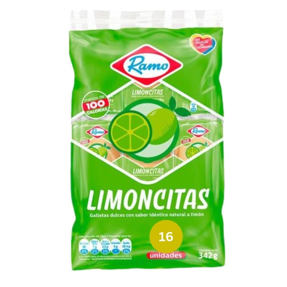 Ramo Lecheritas Limoncitas - Sweet & Soft Lime Flavored Colombian Crackers (32 Pack) | Authentic Colombian Snacks for Parties, Gifts & On-the-Go