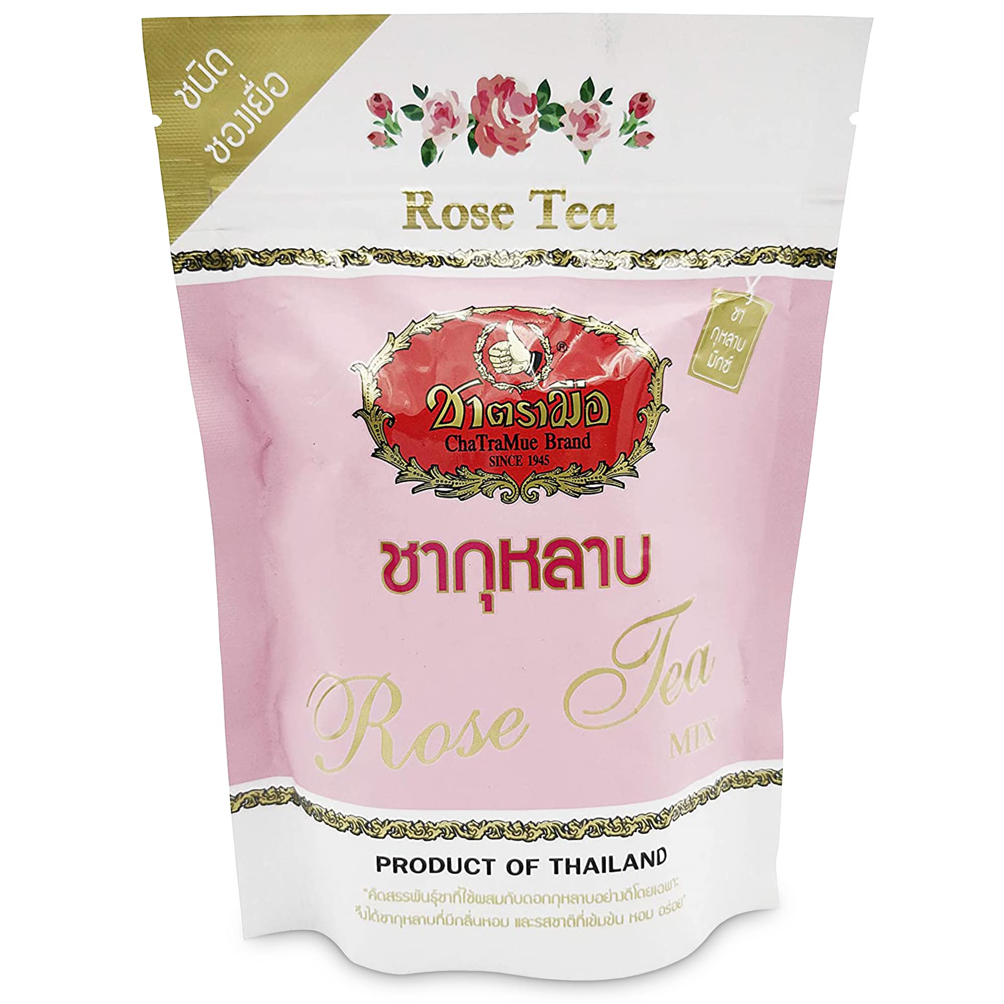 Premium Thai Tea Sampler - Cha Tra Mue Original, Matcha, Gold Aroma & Green Tea Bags (40g x 50 Sachets) + Rose Tea - Authentic Thai Milk Tea Mix for Bubble Tea, Iced Tea & Dessert Recipes