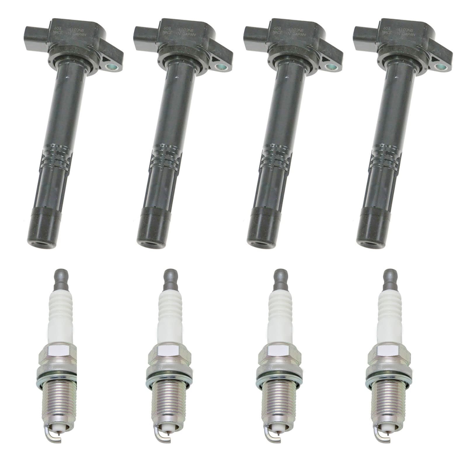 NGK Spark Plug & Ignition Coil Kit - 8 Piece Set Compatible with Honda Accord 2003-2022 - Improve Engine Performance & Fuel Efficiency - Perfect for Daily Commute & Highway Driving