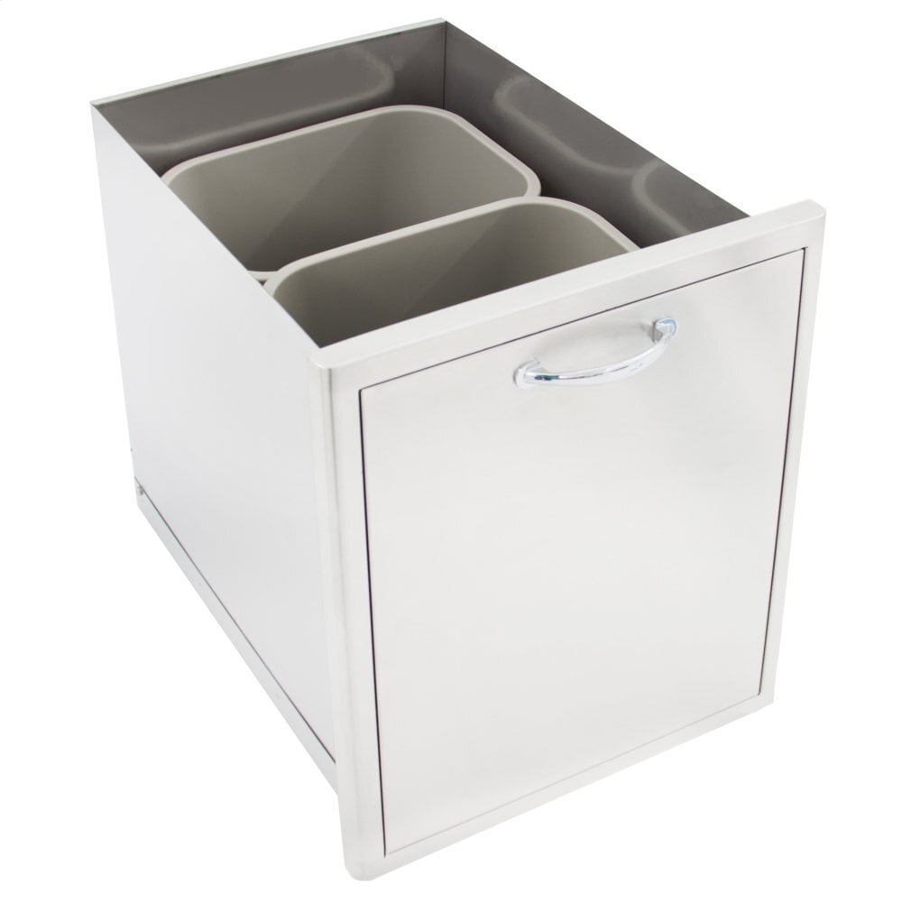 Blaze Grills BLZTRECDRW Roll Out Double Trash & Recycle Drawer for Outdoor Kitchen - Perfect for BBQ, Patio, and Backyard Organization