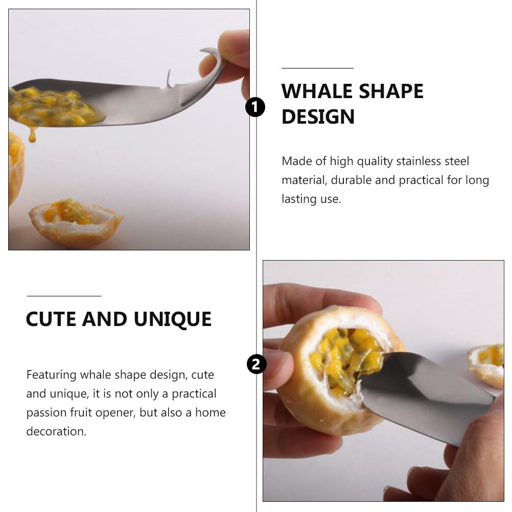 Premium 2-Pack Stainless Steel Passion Fruit Opener & Spoon - Easy Cut & Scoop Kitchen Tool for Passionfruit Lovers - Perfect for Smoothies, Desserts & Healthy Snacks