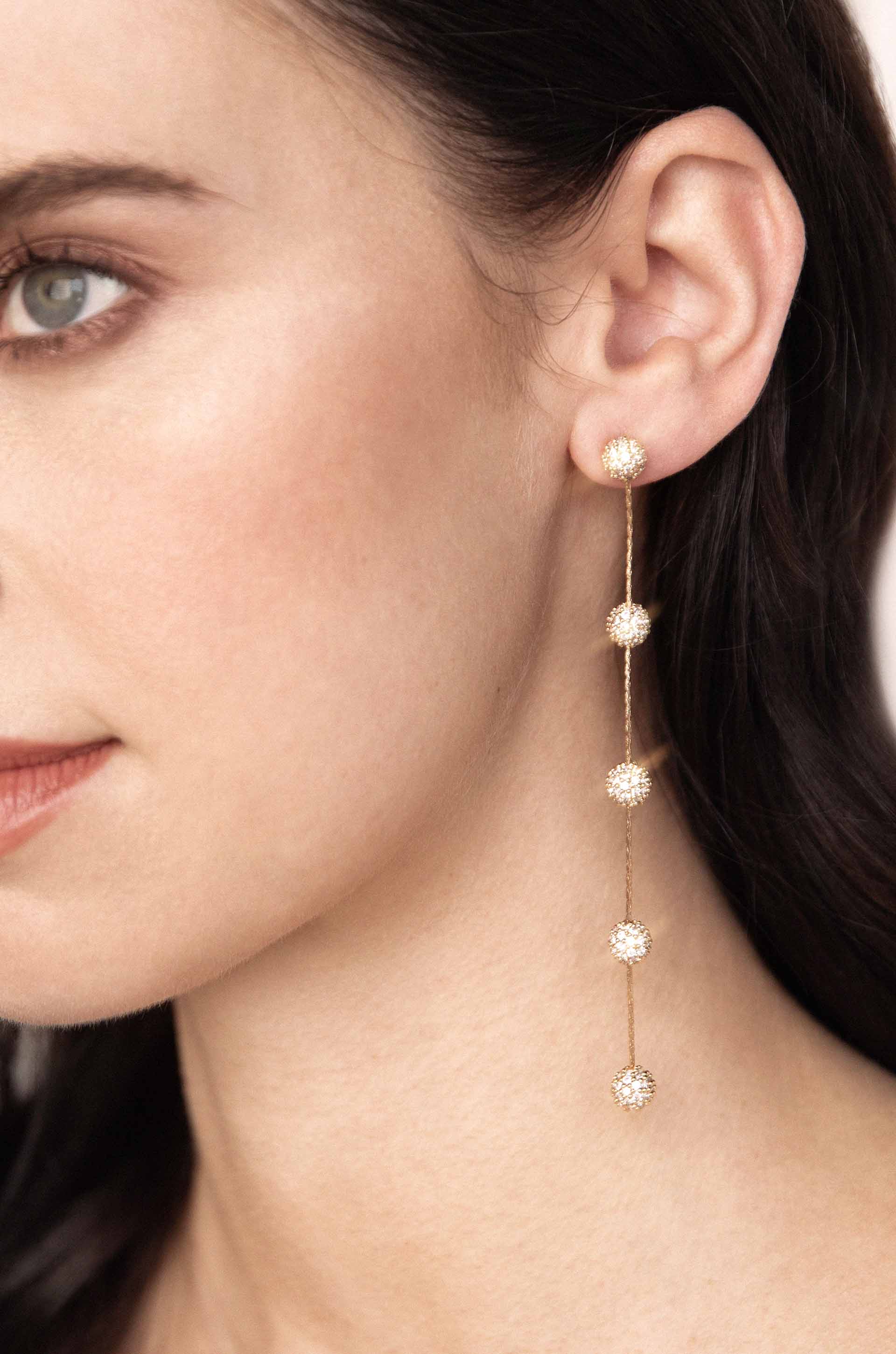 Crystal Ball Drop Earrings for Women - Elegant Dangle Earrings with Sparkling Gemstones | Perfect for Parties, Weddings & Special Occasions