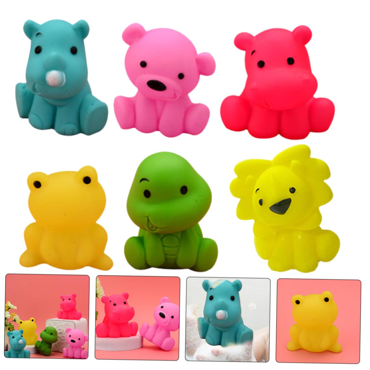 HEMOTON 9-Piece Kids Pool Floating Toy Set - Bath Squirt Toys, Floating Frog & Squeaky Bear Vinyl Animals for Toddlers - Perfect for Bathtime, Swimming Pools & Outdoor Water Play