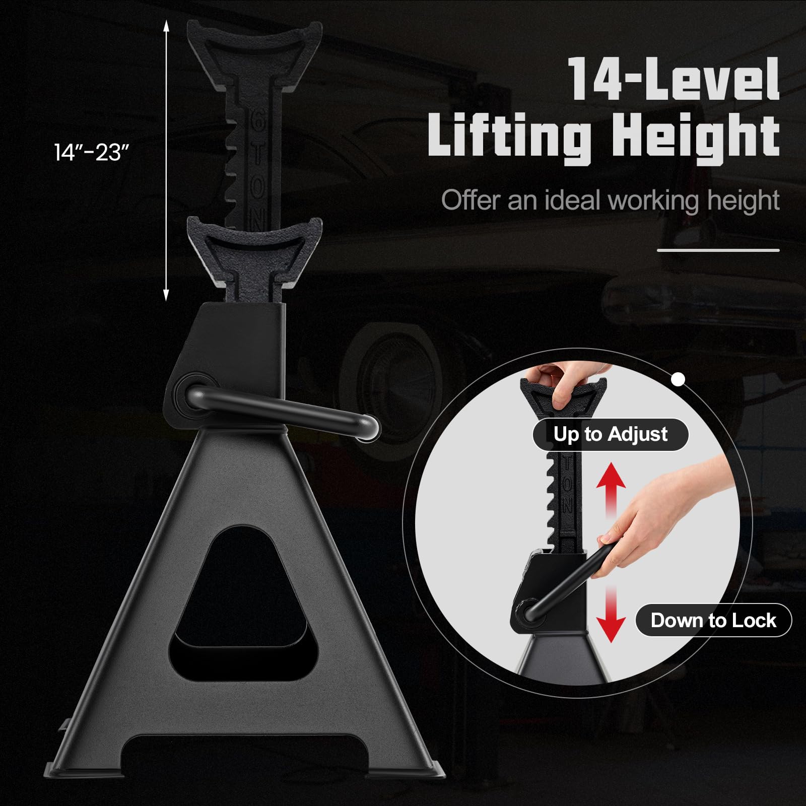 6 Ton Heavy Duty Steel Jack Stands - 4 Pack Adjustable Lift Jack for Car, Truck, SUV & Boat Trailer - Perfect for Vehicle Maintenance, Garage Repair & Emergency Roadside Support
