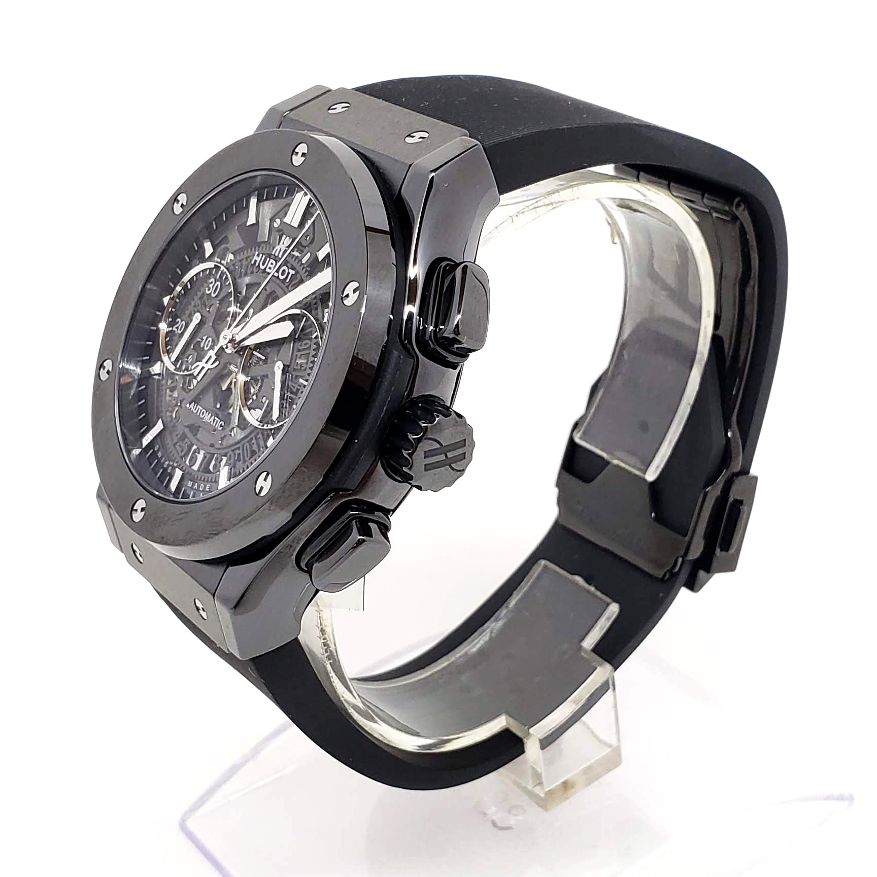 Hublot Classic Fusion Aero Chronograph Black Magic Ceramic Rubber Men's Watch - Luxury Swiss Timepiece for Business & Formal Occasions