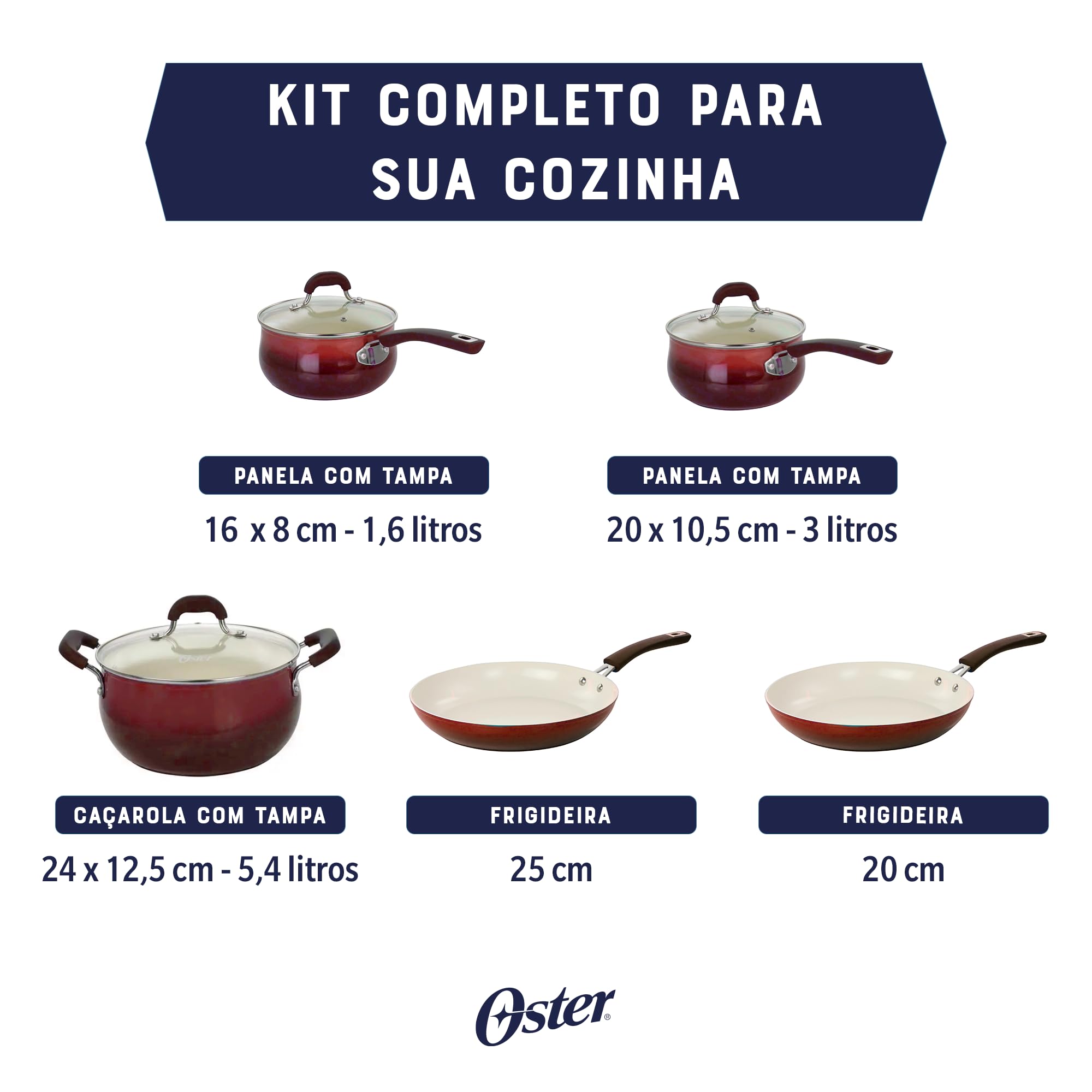 Oster Ambrose Forged Aluminum Cookware Set - 8-Piece Nonstick Cookware with Gradient Red Finish - Professional Kitchen Pots and Pans for Cooking, Frying, and Sauteing - Perfect for Home Chefs and Restaurant Use