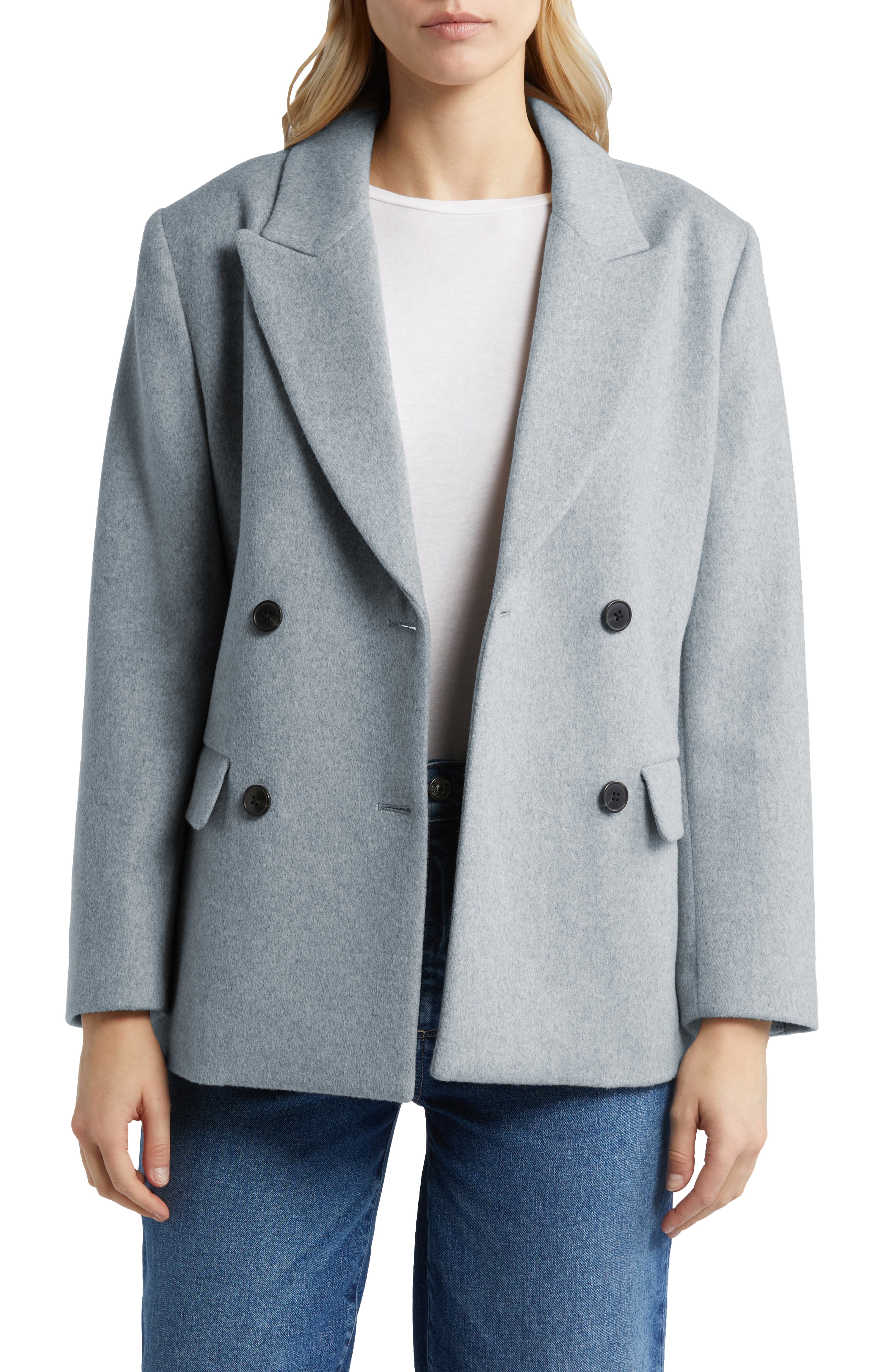 Elegant Women's Solid Color Double Breasted Tweed Blazer Jacket for Office, Business & Formal Occasions | Professional Workwear & Stylish Outerwear