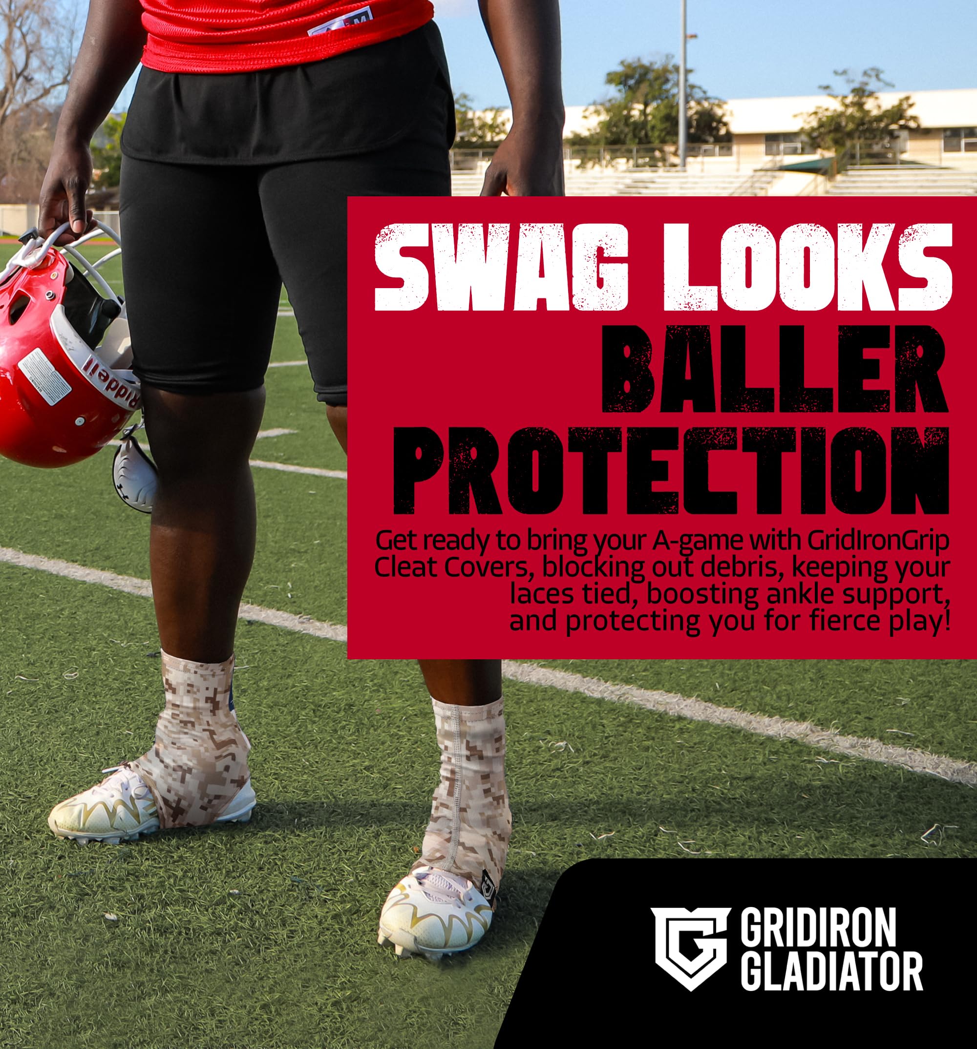 Football Cleat Covers & Spats - Non-Slip Soccer Cleat Socks for Baseball, Softball & Football Players - Perfect for Wet Fields & Turf Games