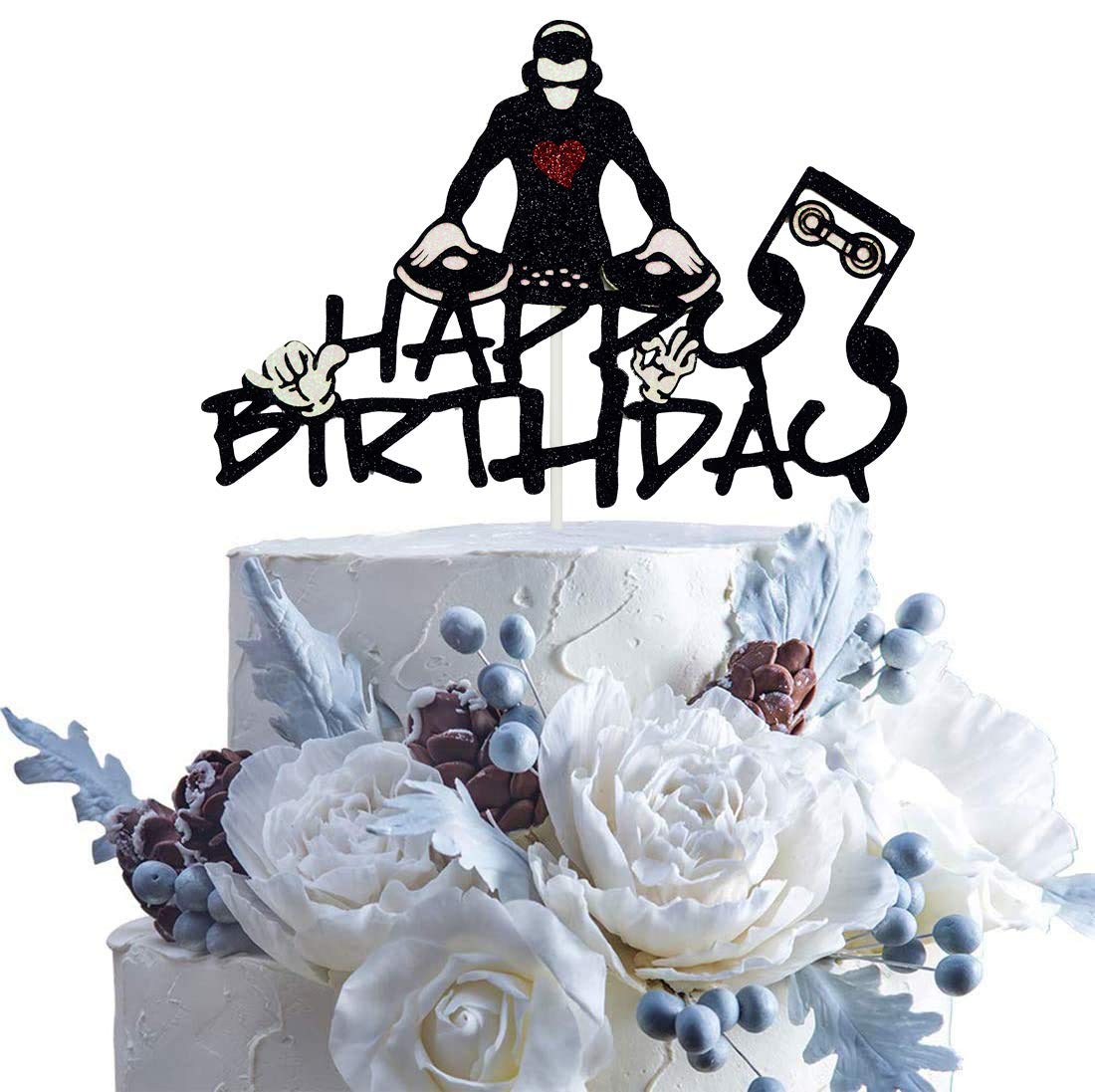 DJ Happy Birthday Cake Topper - Hip Hop & Disco Party Decorations - Rock DJ Themed Birthday Supplies for Music Lovers - Perfect for DJ Parties, Birthday Celebrations & Themed Events