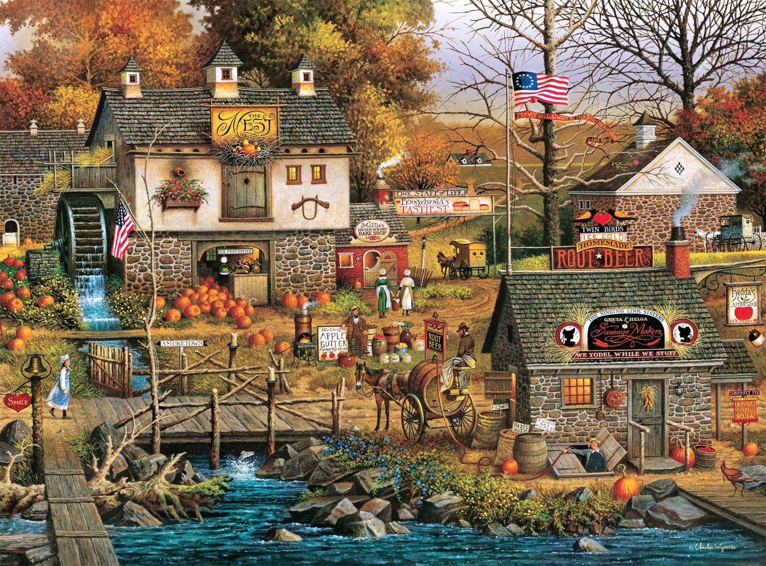 Buffalo Games 1000-Piece Jigsaw Puzzle - Olde Buck's County by Charles Wysocki for Home Decor & Family Fun