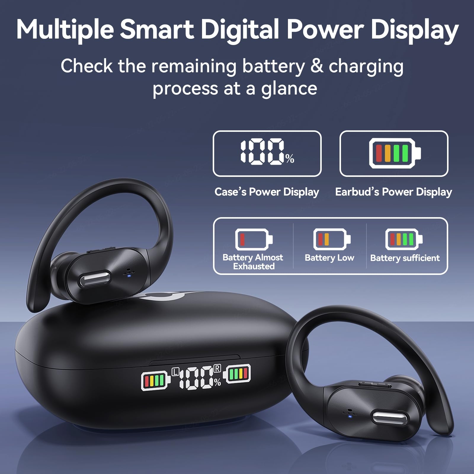 Premium Wireless Bluetooth Earbuds with Deep Bass, 48H Playtime & LED Display - IPX7 Waterproof Sports Earphones with Wireless Charging Case, Built-in Mic & Secure Earhooks for Running, Gym & Outdoor Activities
