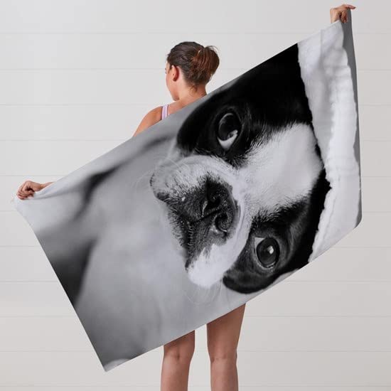 Boston Terrier Large Beach Towel - Soft, Absorbent & Unique Dog Design | Perfect for Pool, Beach, Vacation & Pet Lovers Gift