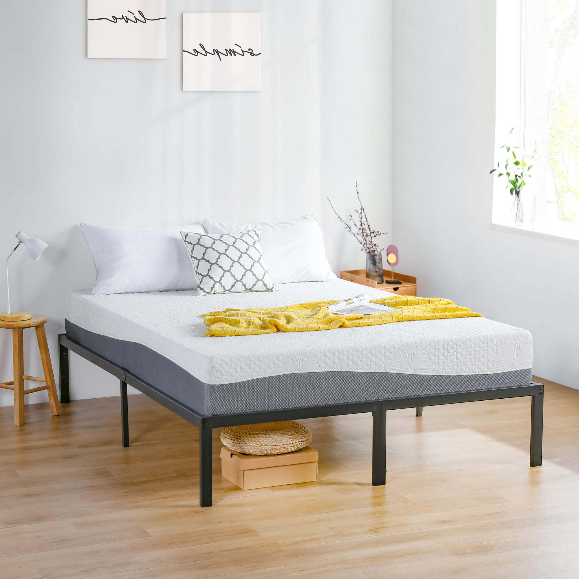 Olee Sleep 10 Inch King Size Gel Memory Foam Mattress - Medium Firm, CertiPUR-US Certified for Pressure Relief & Comfort | Cooling Gel Infused, Bed-in-a-Box Design | Perfect for Master Bedrooms, Guest Rooms & Apartment Living (Grey)