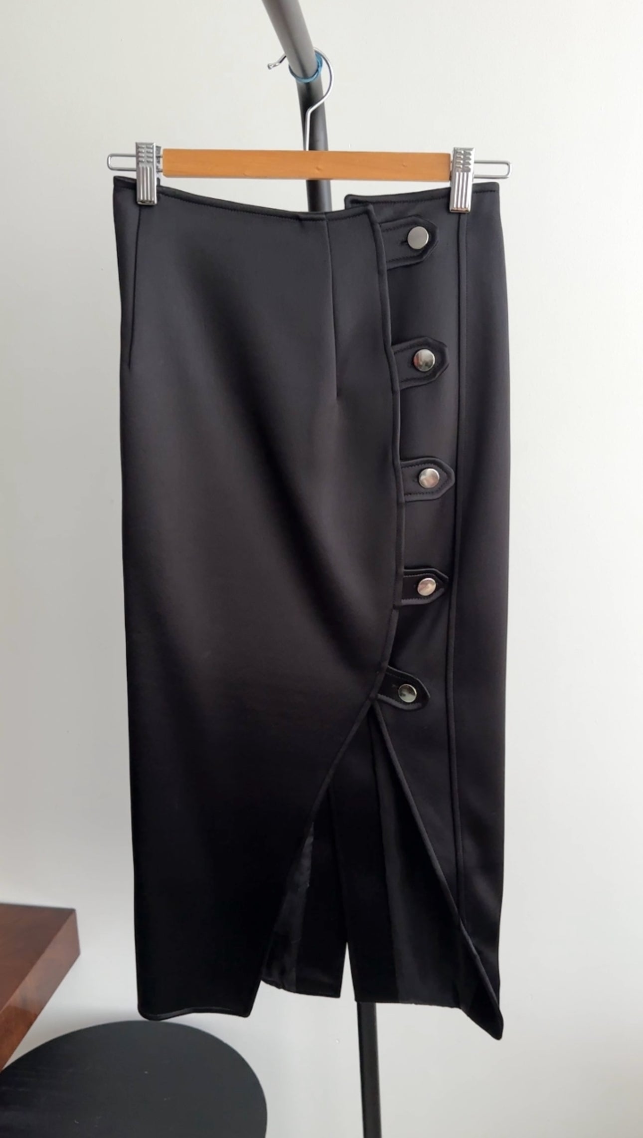 Anthony Vacarello Satin High Slit Midi Pencil Skirt for Women - XS / 0 / 2 - Elegant Office Wear & Evening Party Dress