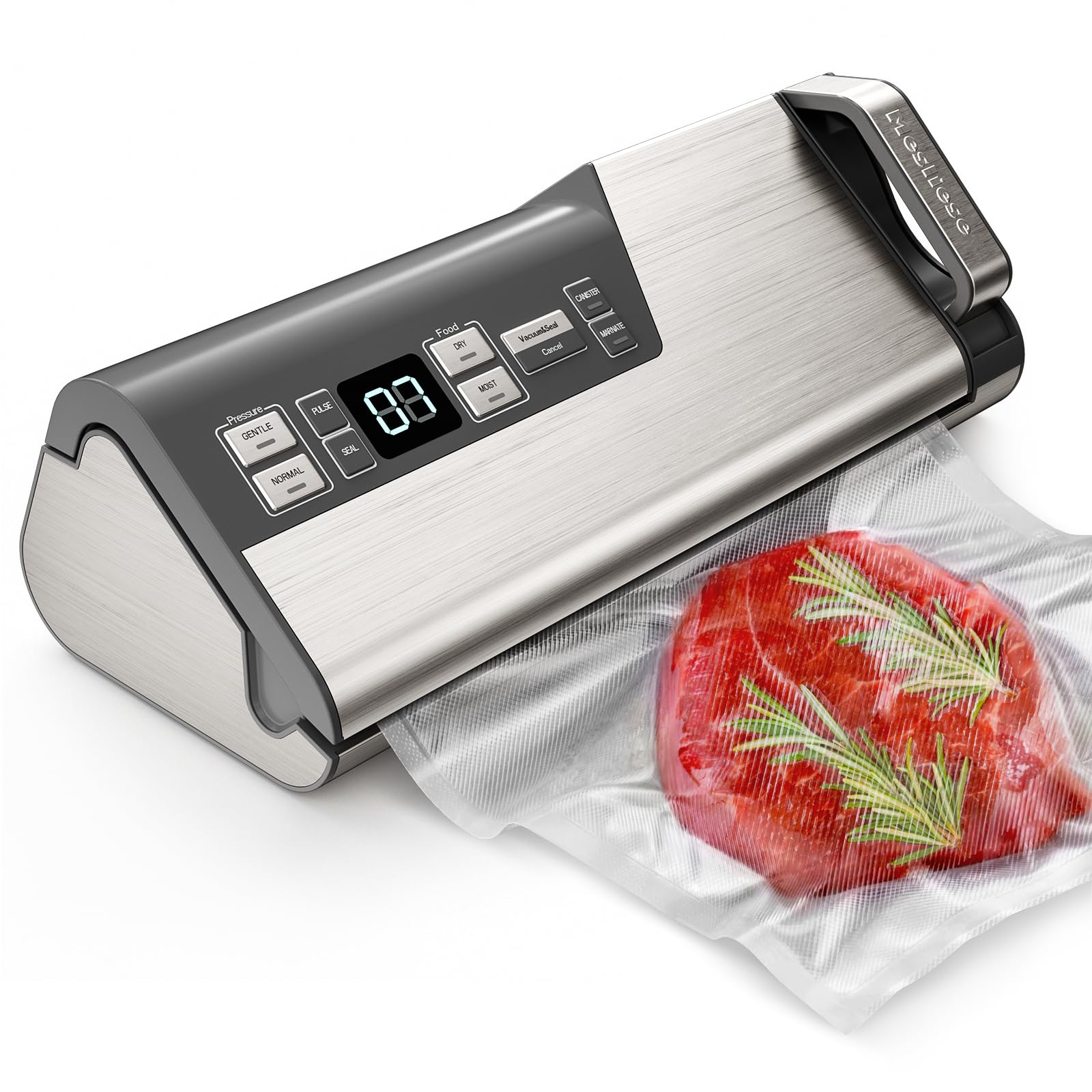 Powerful 95kPa 140W Vacuum Sealer Machine with One-Hand Operation | Double Seal Strip, Built-in Cutter & Countdown Display | Includes 2 Bag Rolls & 5 Pre-cut Bags | PULSE & Marinate Modes | Perfect for Food Storage, Meal Prep & Sous Vide Cooking