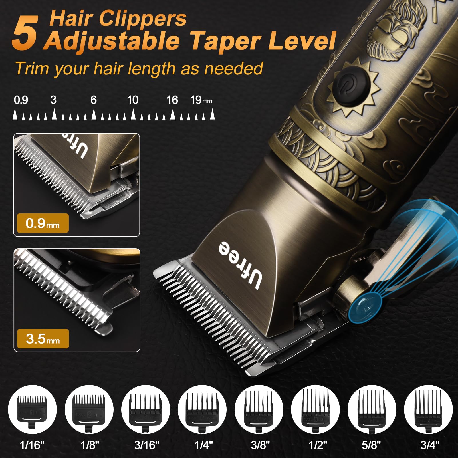 Ufree Professional Cordless Beard Trimmer & Hair Clipper Set for Men - Electric Shaver & Grooming Kit with Precision Blades - Perfect for Home Barbering, Travel, and Gifts