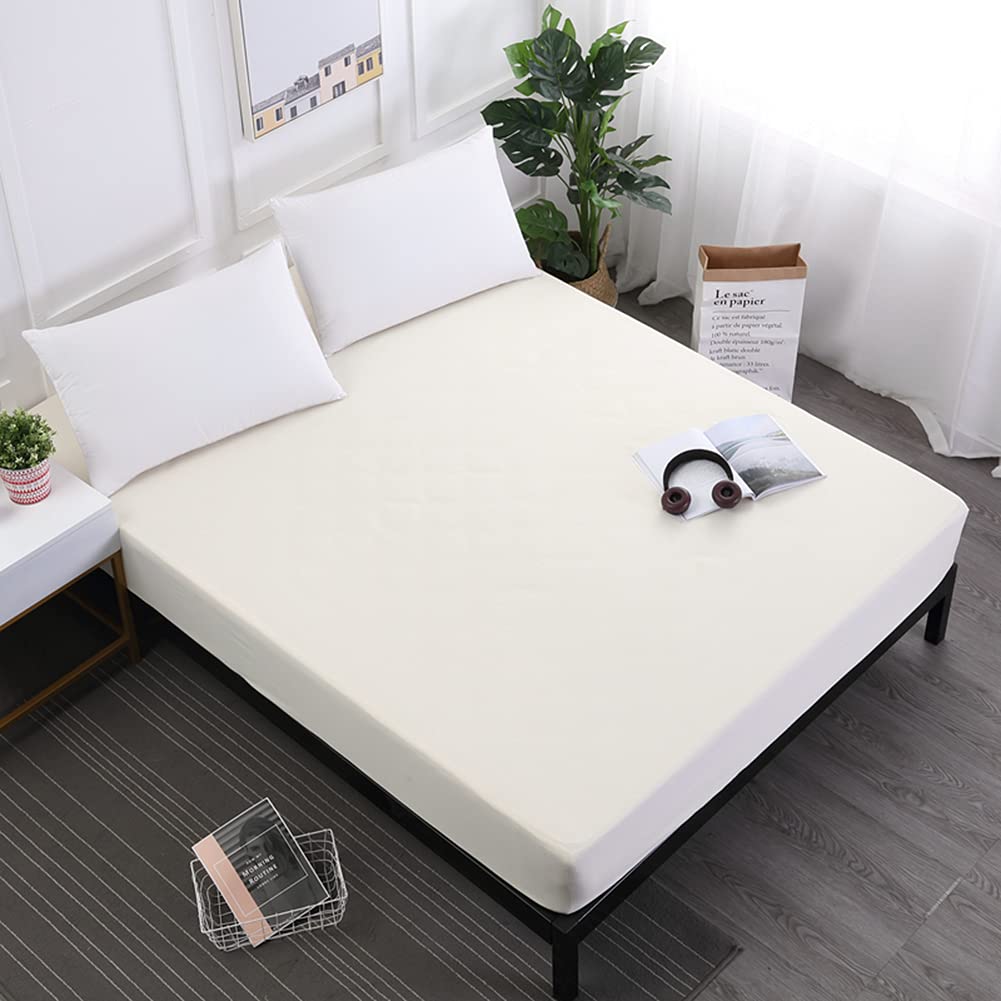 VCTOPS Waterproof Mattress Protector Twin XL - 18 Inch Deep Pocket, Breathable Fitted Sheet, Washable Mattress Pad Cover (Beige) for Bed, Guest Room & Dorm - Hypoallergenic Protection Against Spills & Allergens
