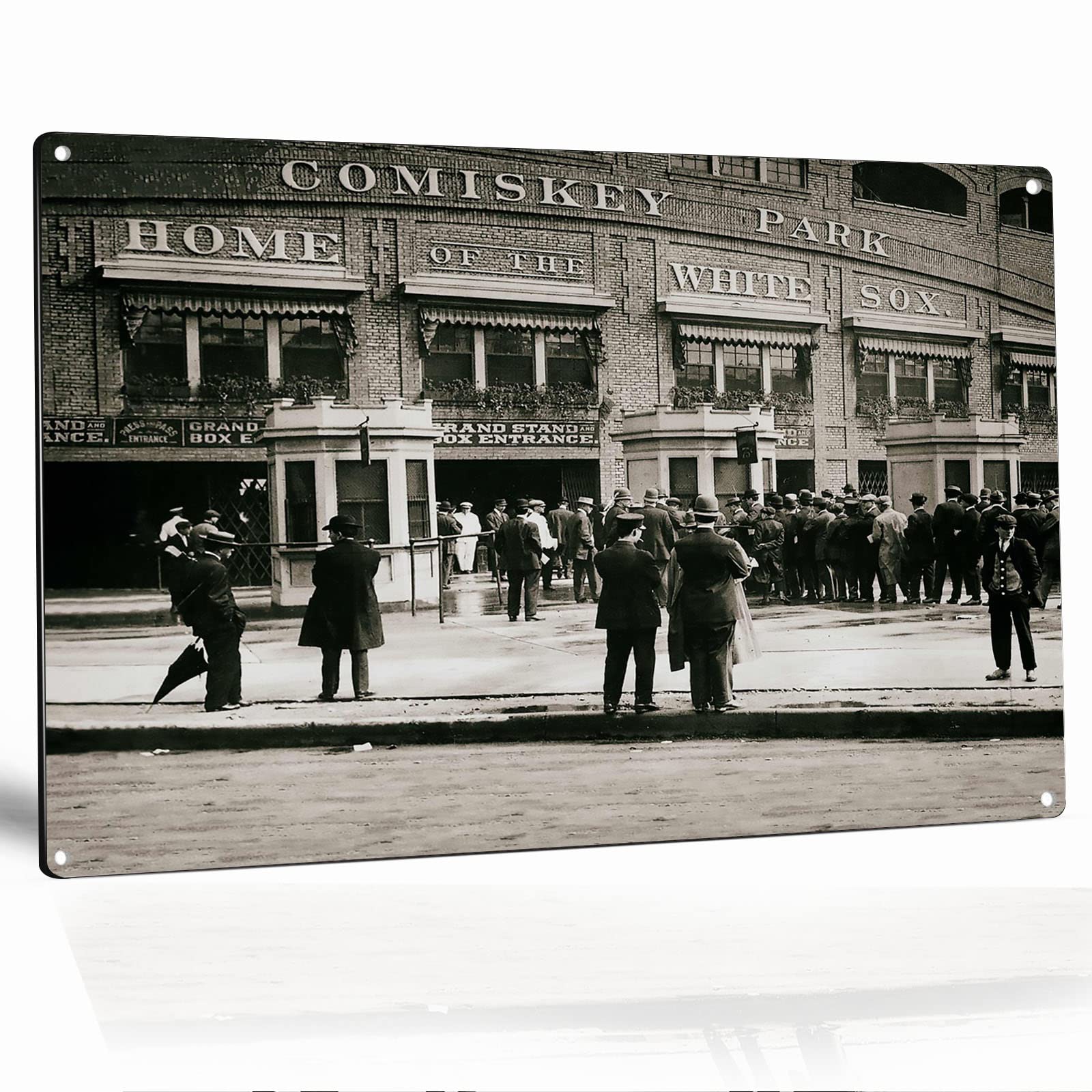 Vintage Metal Wall Decor - Retro Farmhouse Signs with Chicago Baseball Stadium Photo Print - 8x12 Inch Metal Art for Sports Fans, Man Cave & Home Office Decor - Perfect Gift for Sports Enthusiasts & Vintage Lovers