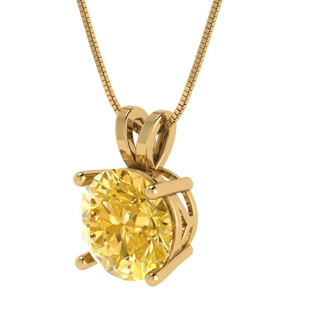 3.0ct Yellow Simulated Diamond Pendant Necklace - 18K Gold Chain for Gifts & Parties