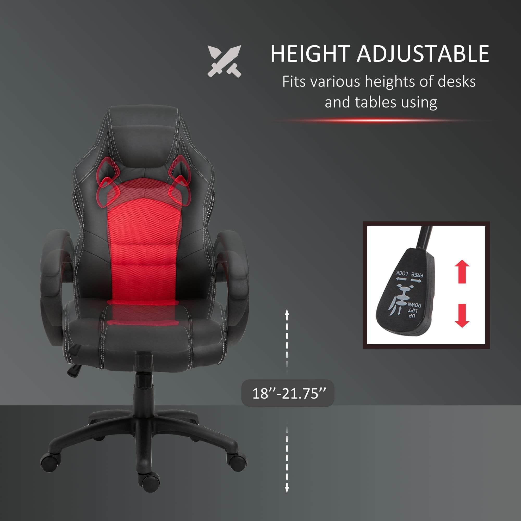 High Back Racing Style Office Gaming Chair - Adjustable Swivel Seat, Ergonomic Faux Leather Computer Desk Chair for Work & Gaming - Available in 3 Colors (Black/Red/Blue) - Perfect for Home Office, Gaming Setup & Streaming Studio