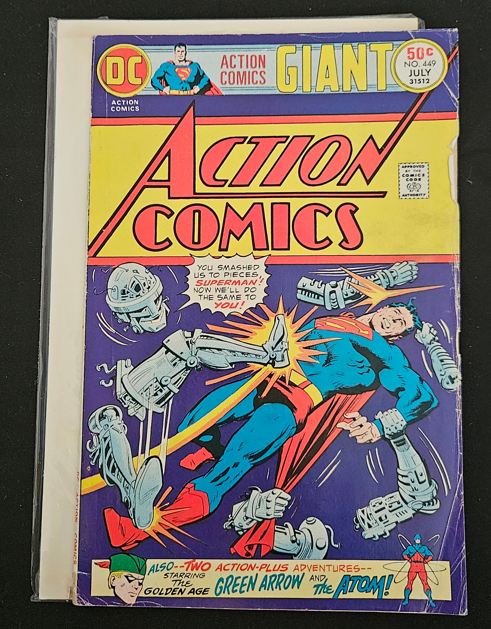 Action Comics #449: The Man Who Broke the Superman Barrier! | DC Comics | 1976 Vintage Collectible | Superhero Comic Book for Collectors & Fans