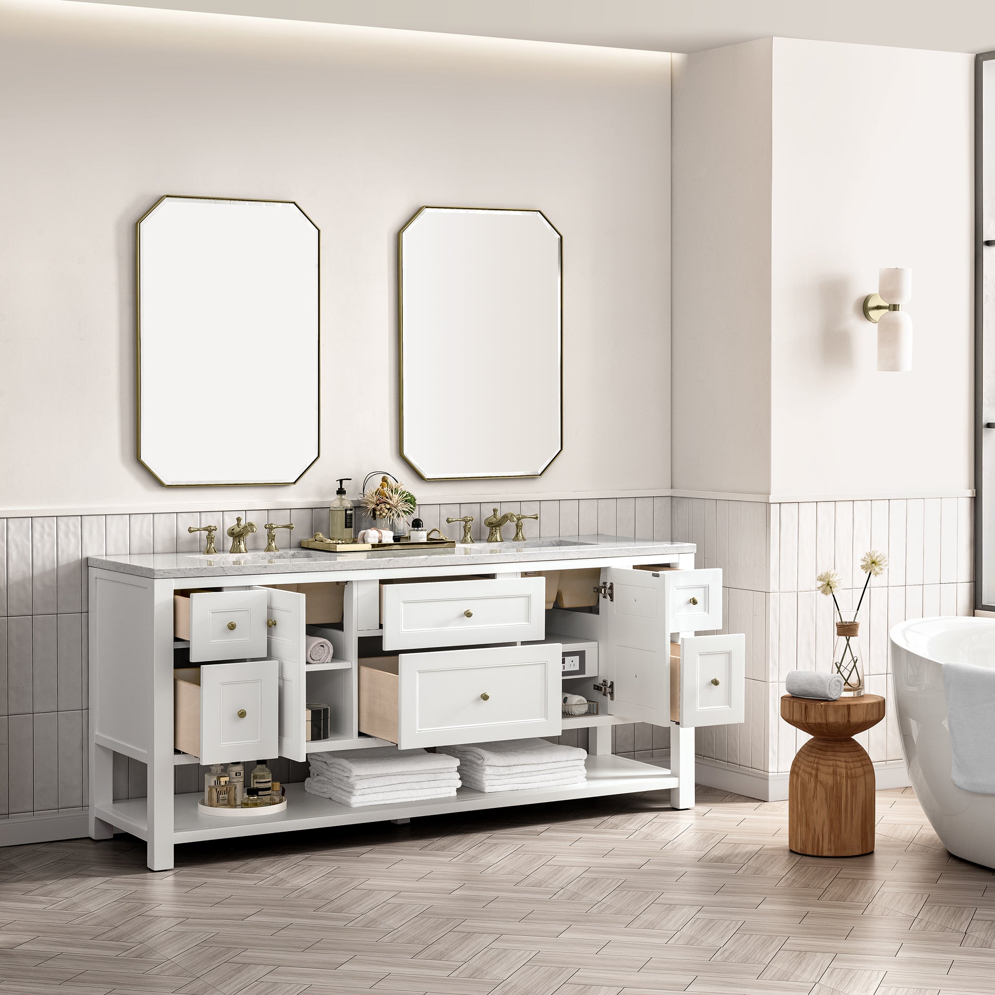 Breckenridge 72-Inch Double Vanity in Bright White – Perfect for Master Bathroom & Modern Home Renovation