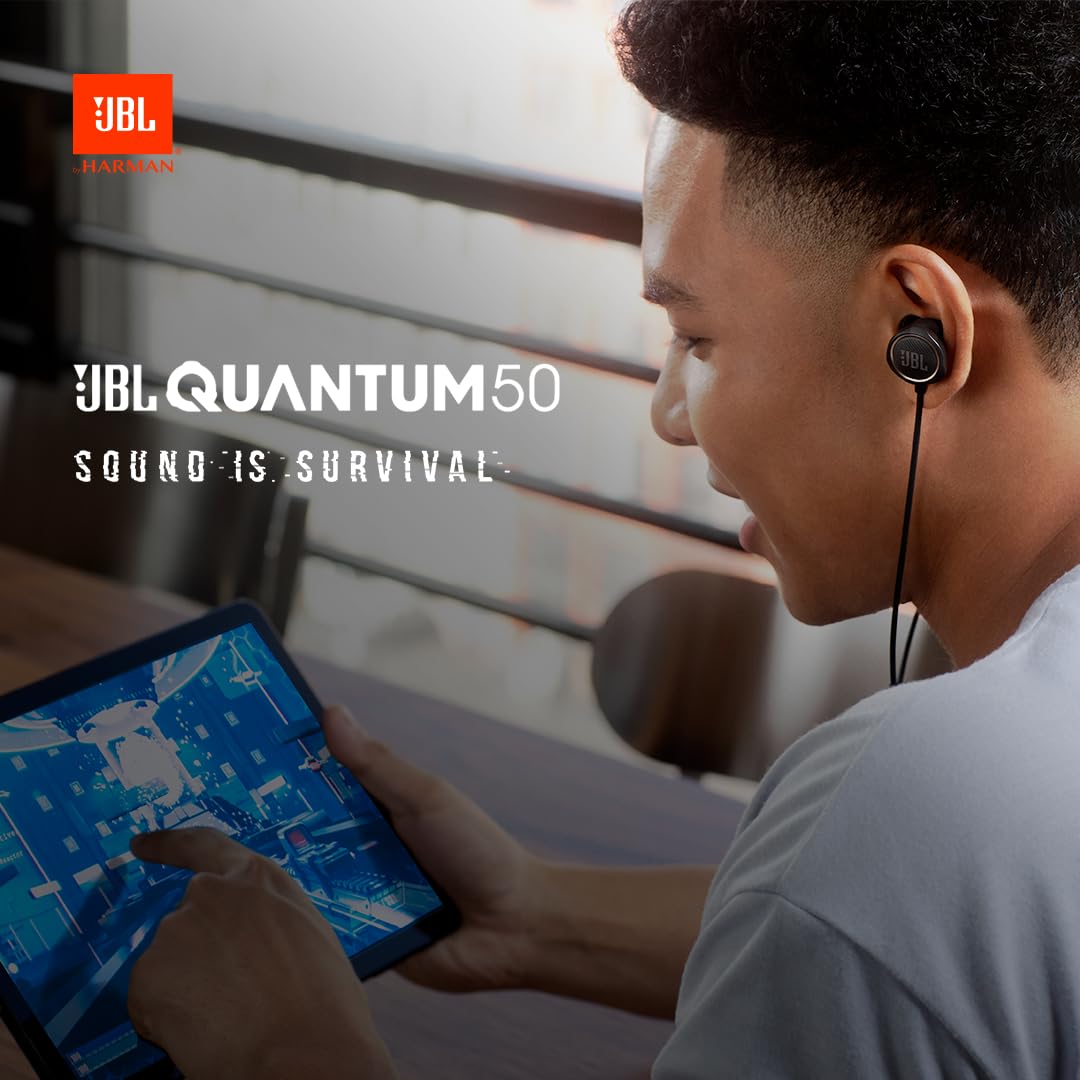 JBL Quantum 50 In-Ear Gaming Headset with Microphone - Black - Noise Cancelling for PC, PS5, Xbox & Mobile - Perfect for Competitive Gaming & Online Meetings