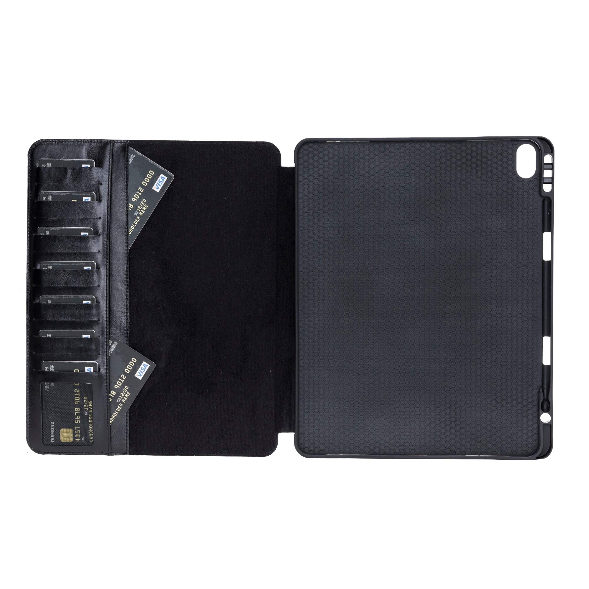 Venito Parma Genuine Leather iPad Pro 12.9 Case (3rd Gen 2018) - Handmade Folio Stand Cover with Card Slots & Auto Sleep/Wake - Perfect for Work, Travel & Home Office (Black)