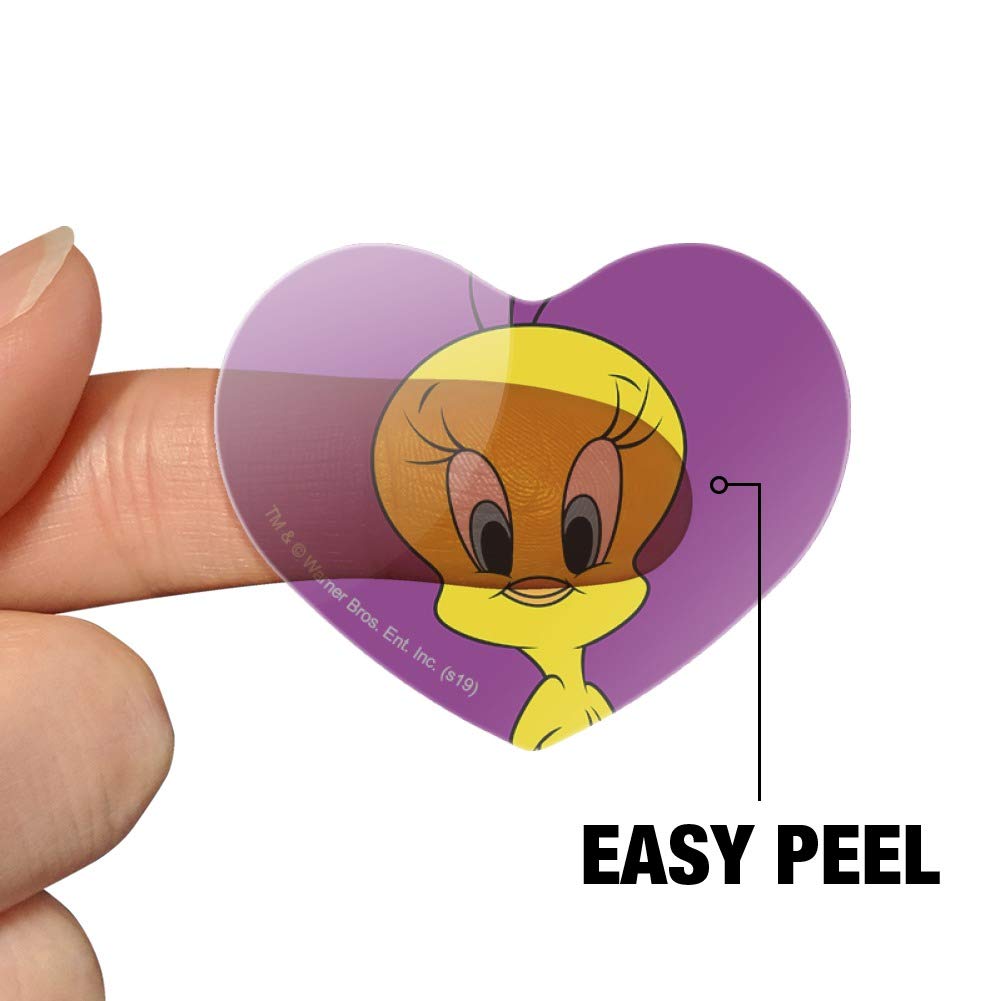 Looney Tunes Tweety Bird Heart Shaped Planner Stickers - Cute Scrapbook Decals for Bullet Journals, DIY Crafts, and School Supplies - Perfect for Valentine's Day, Birthday Gifts, and Party Favors
