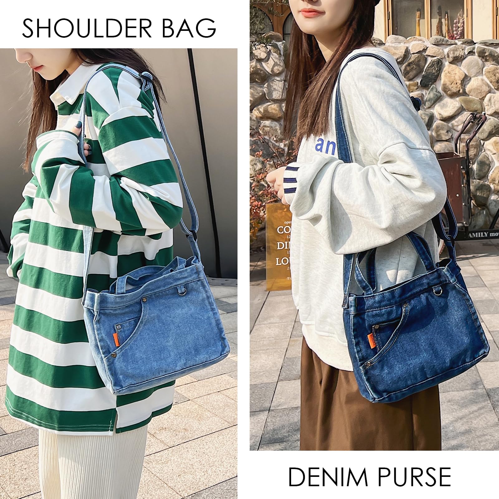 Micmores Women's Denim Crossbody Purse - Stylish Small Tote Hobo Handbag for Everyday Use, Travel & Shopping