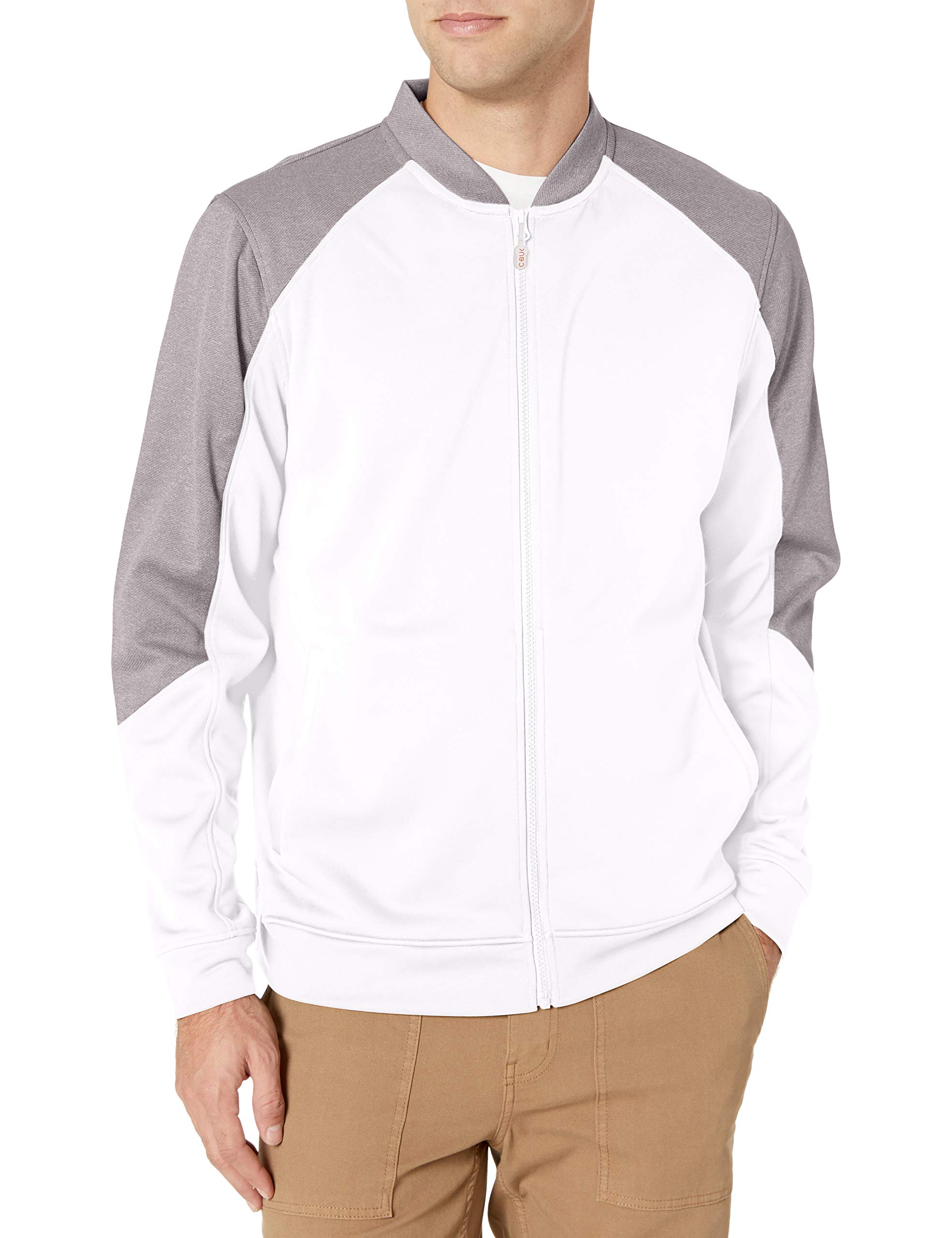 Men's Colorblock Heathered Fleece Full Zip Bomber Jacket - Lightweight Warm Pop Fly Style for Casual Wear, Outdoor Activities & Street Fashion
