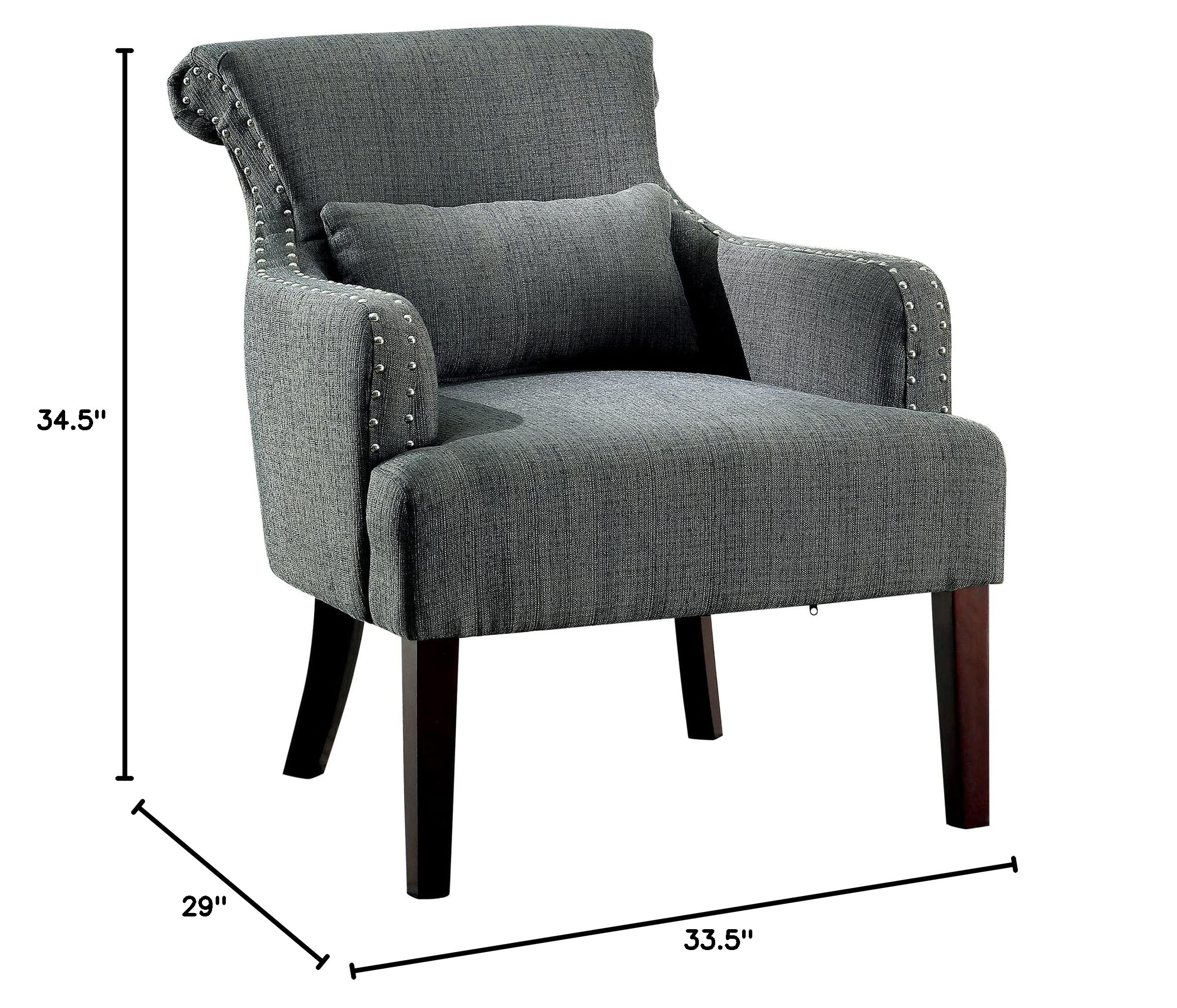 Furniture of America Venize Contemporary Accent Chair in Gray - Modern Living Room Seating for Home Office & Lounge Decor