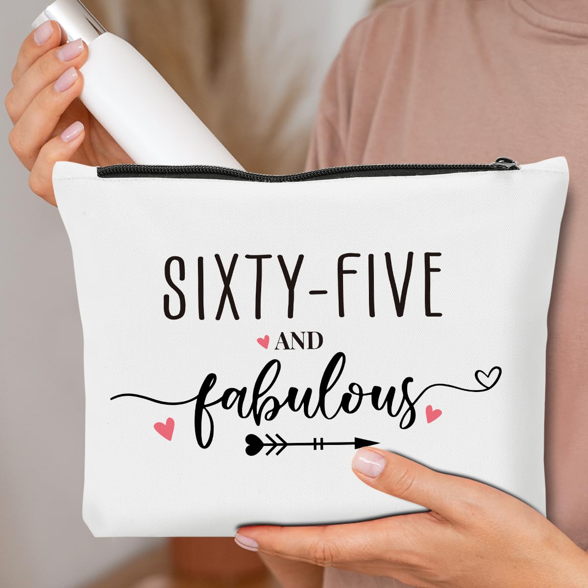 65th Birthday Gifts for Women - Funny & Fabulous Makeup Bag | Cosmetic Pouch for 65 Year Old Women | Perfect for Birthday Parties & Anniversary Decorations | Great Gift Idea for Mom, Grandma & Friends