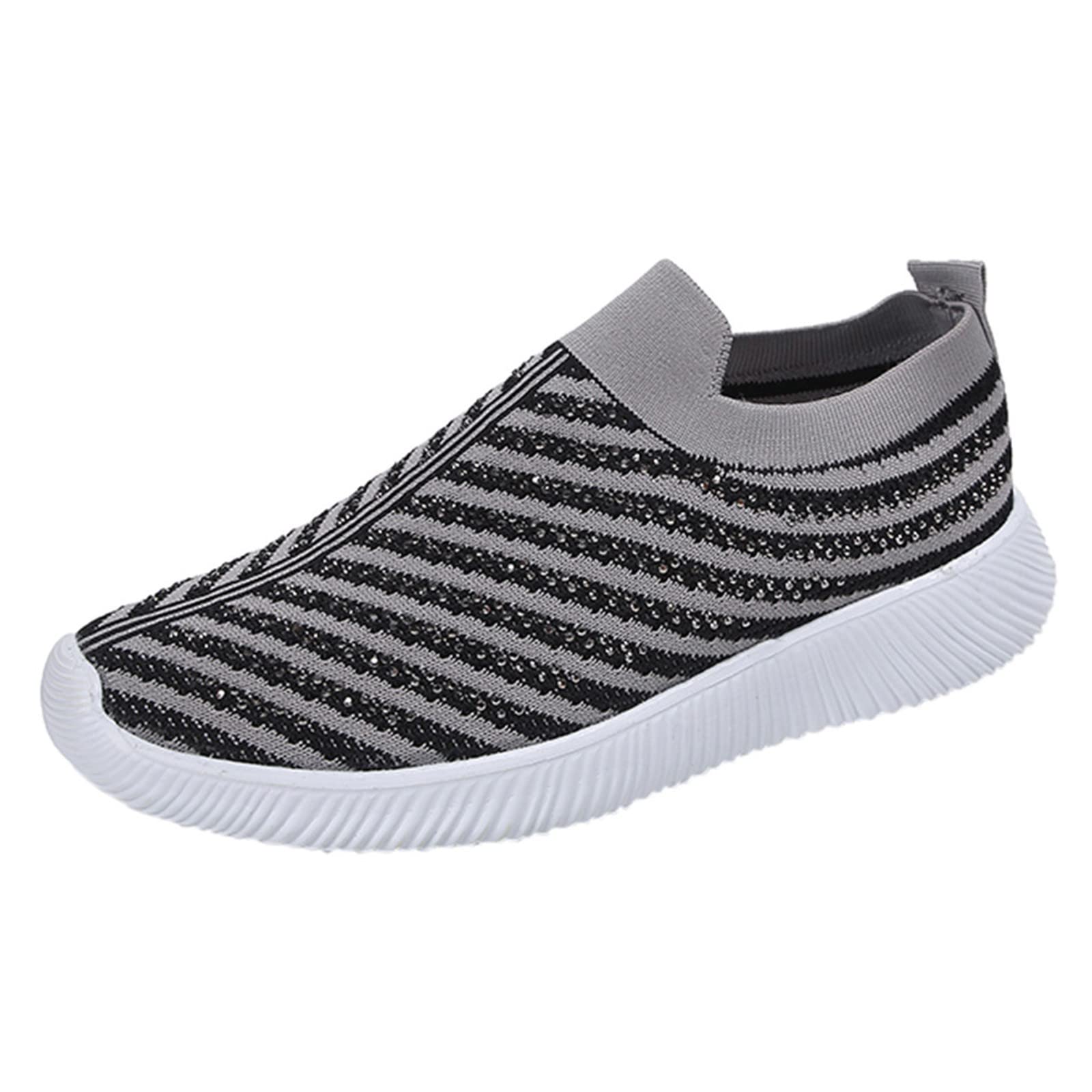 Girls Slip On Sneakers - Women's Blue, White & Gray Casual Shoes | Comfortable Walking Sneakers for Teens, Mothers & Friends | Perfect for School, Work & Daily Wear
