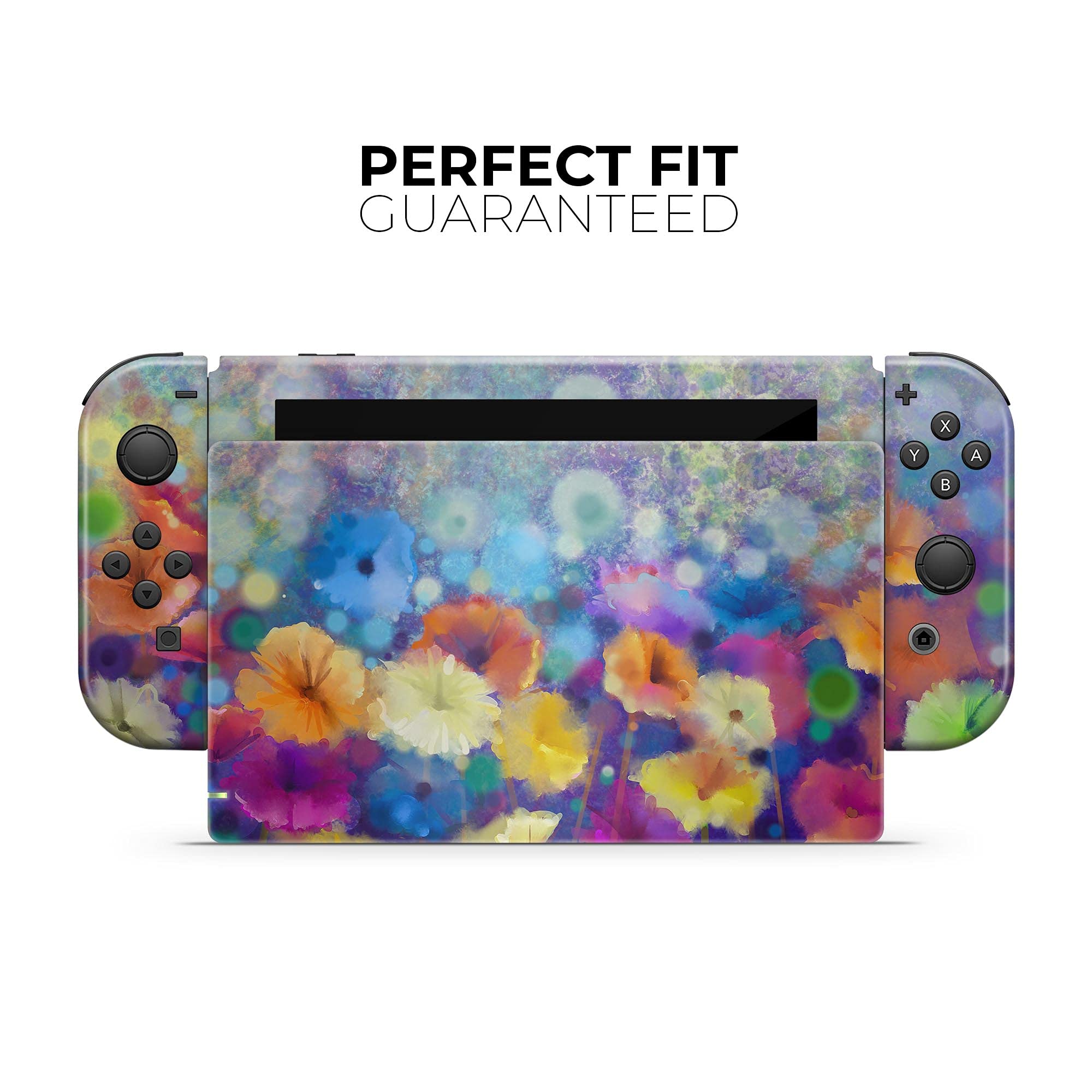 Nintendo Switch Dock Skin Decal - Scratch-Resistant Removable Vinyl Wrap Cover with Abstract Flower Meadow Design | Protective Cover for Gaming Setup & Home Decor