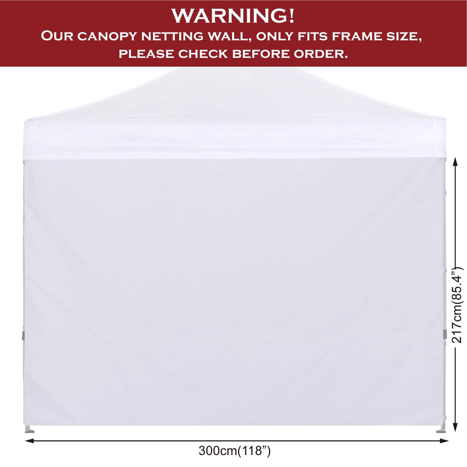 COOSHADE Instant Canopy SunWall 10x10 Pop Up Tent Side Wall - 1 Pack White Sun Shade Panel for Outdoor Events, Beach, Camping & Backyard Parties