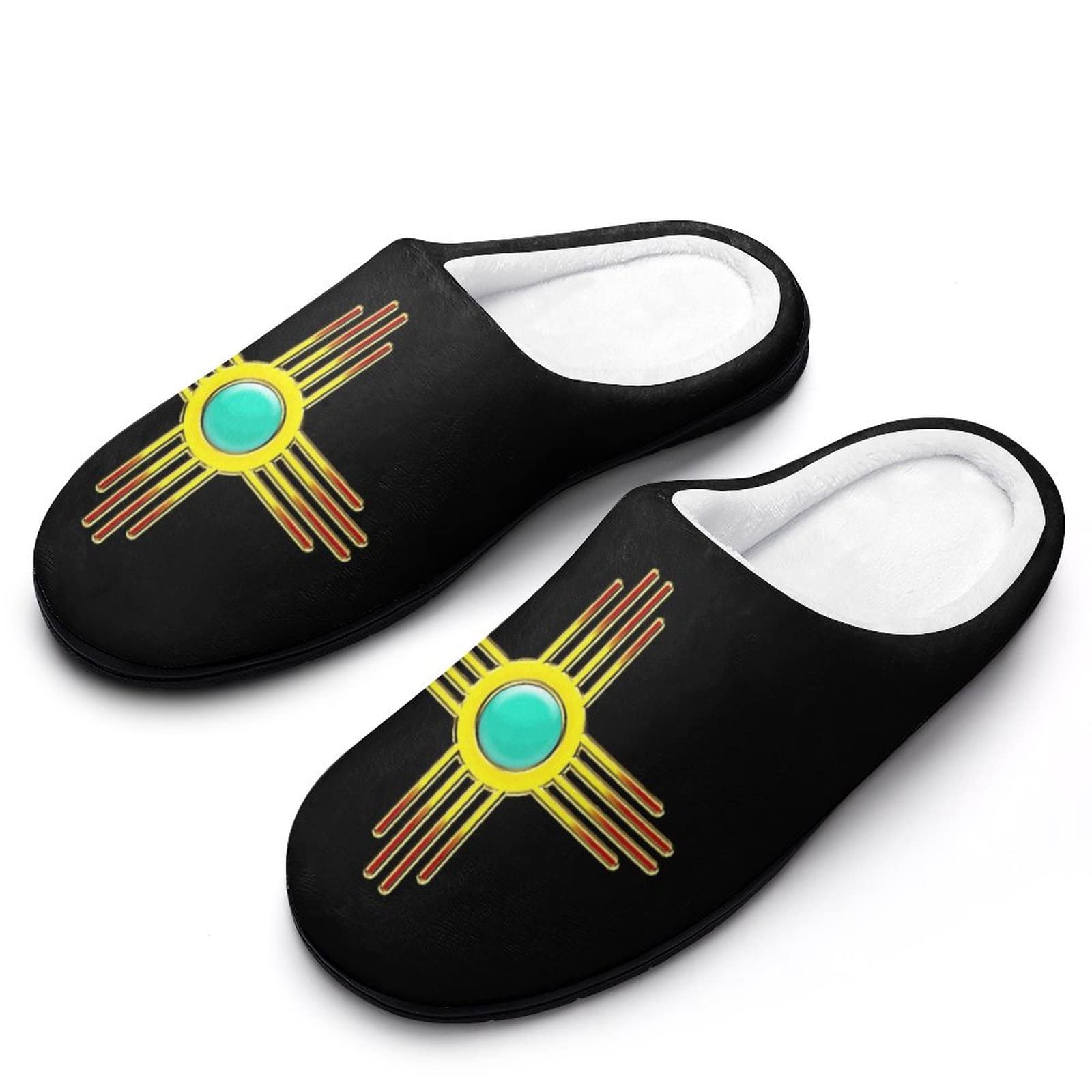 Zia Sun Pueblo New Mexico Men's Cotton Slippers - Lightweight Closed Toe House Shoes for Indoor Comfort | Perfect for Home, Lounge & Relaxation