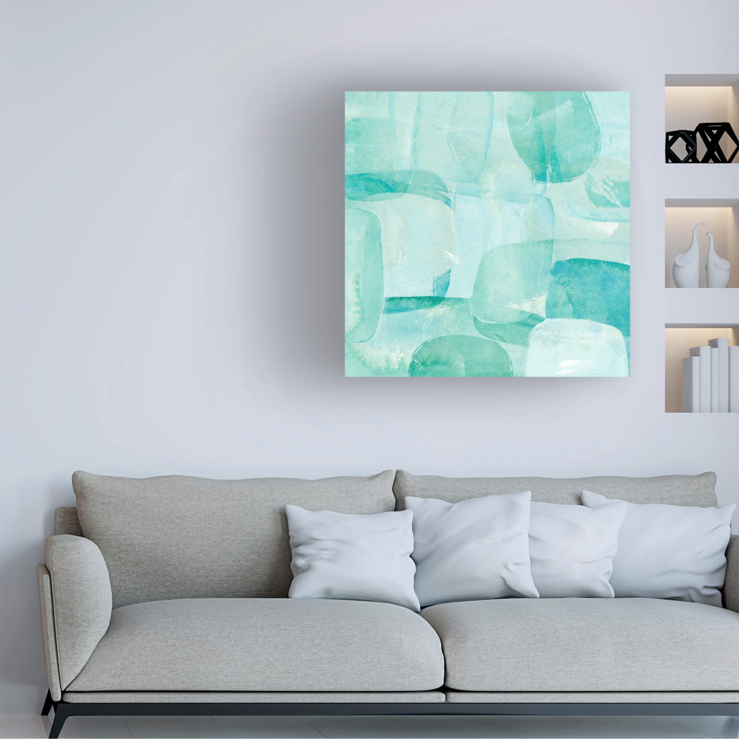 Annie Warren 'Sea Glass Reflection II' 35x35 Canvas Wall Art - Modern Coastal Home Decor for Living Room, Bedroom & Office