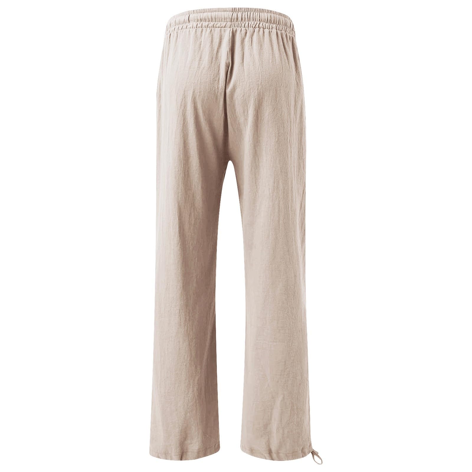 Women's Linen Drawstring Pants - Casual Summer Boho Pattern Pants for Women in Brown | Perfect for Beach, Yoga, and Lounge Wear