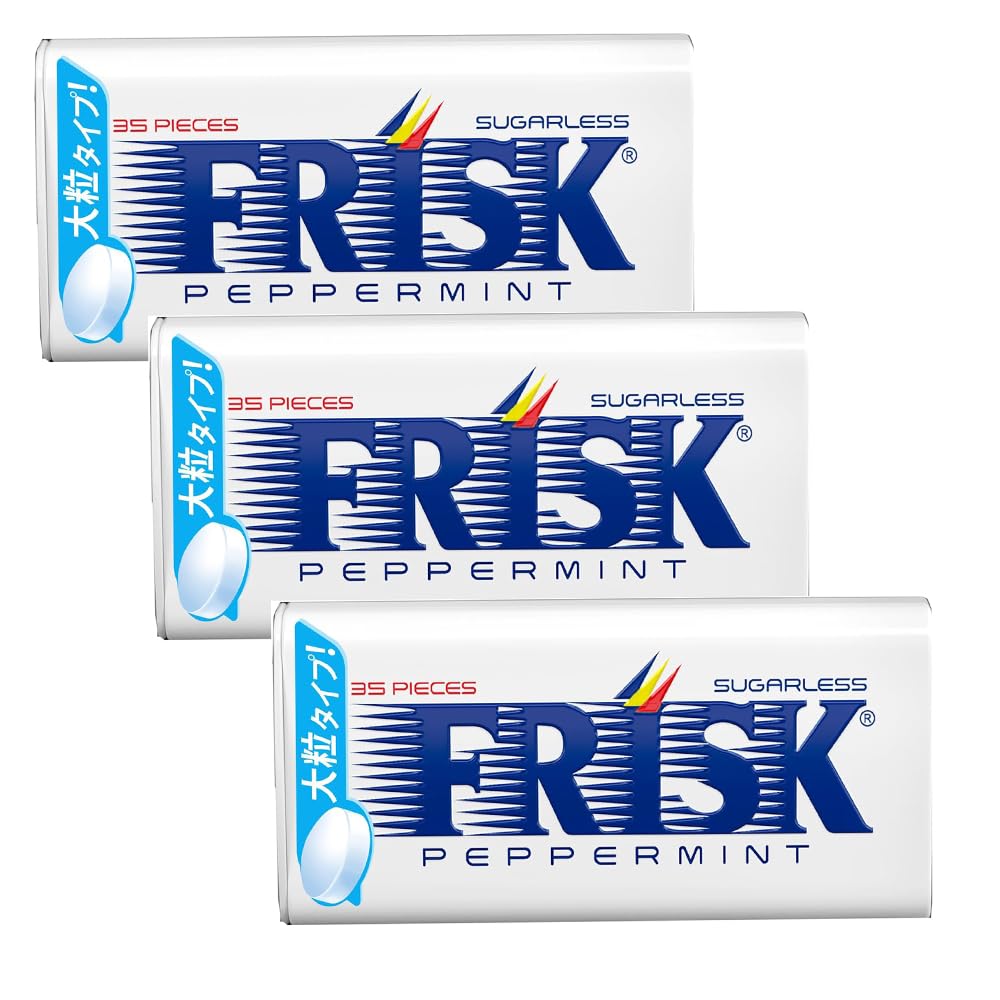 Frisk Peppermint 0.3oz 3-Pack Japanese Mint Tablets - Refreshing Breath Mints for Work, Travel & Daily Freshness
