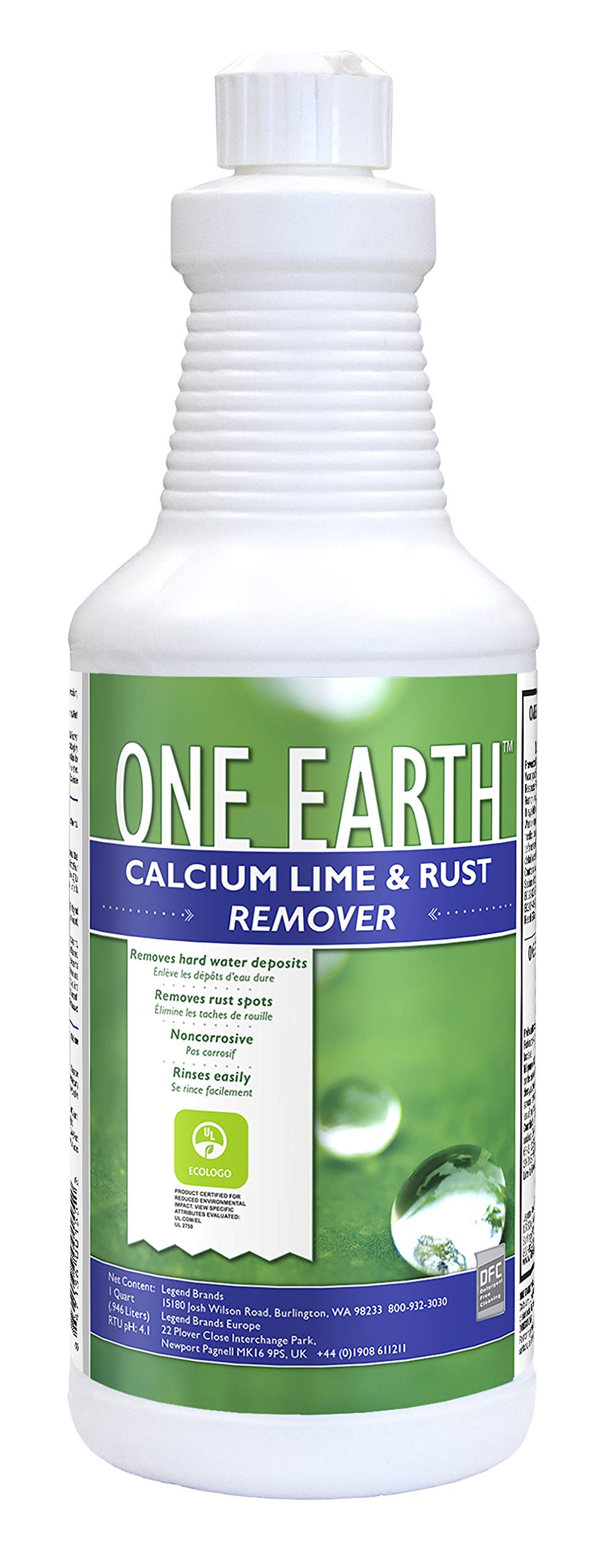 One Earth DFCCLRCS Calcium Lime & Rust Remover - 1 Quart (12-Pack Case) | Heavy-Duty Cleaning Solution for Bathrooms, Kitchens, Pools & Outdoor Surfaces