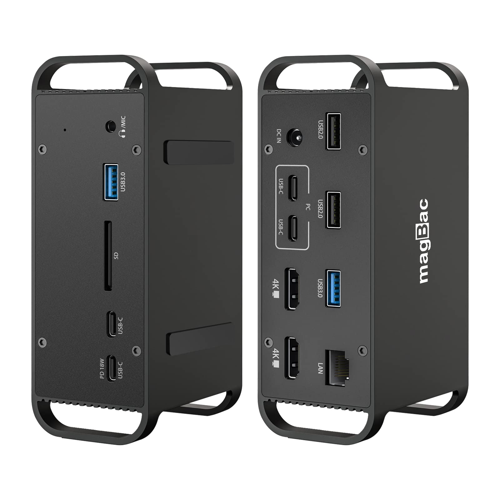 14-in-2 USB C Docking Station for MacBook - Dual Monitor 4K@60Hz, 100W Power Delivery, 8 USB Ports (4x USB-A & 4x USB-C), Gigabit Ethernet, SD Card Reader & Audio Jack | Perfect for Home Office, Remote Work & Multi-Screen Productivity with MacBook (Intel/Apple Chip)