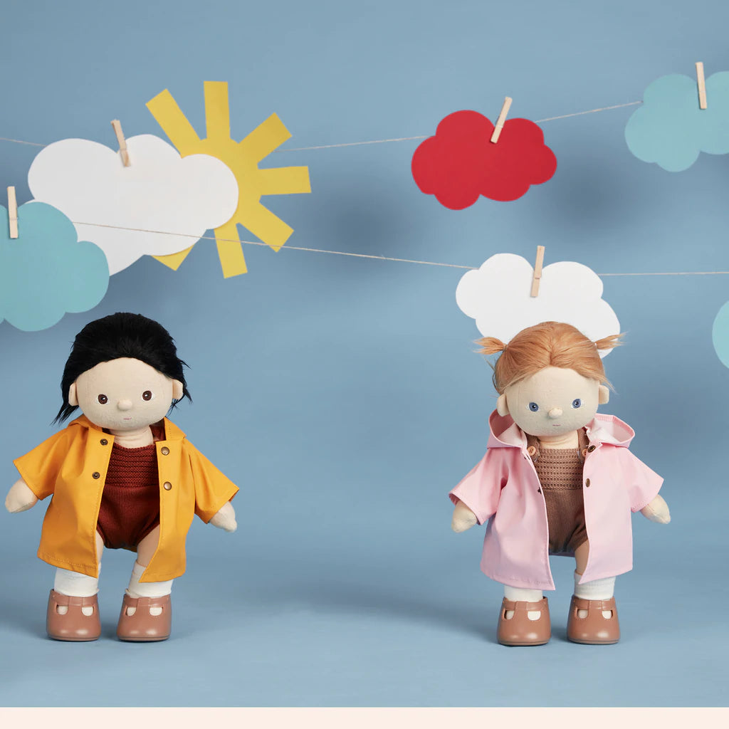 Dinkum Doll Ahoy Waterproof Raincoat for Kids - Pink, Lightweight & Hooded - Perfect for Outdoor Play, School, and Rainy Day Adventures